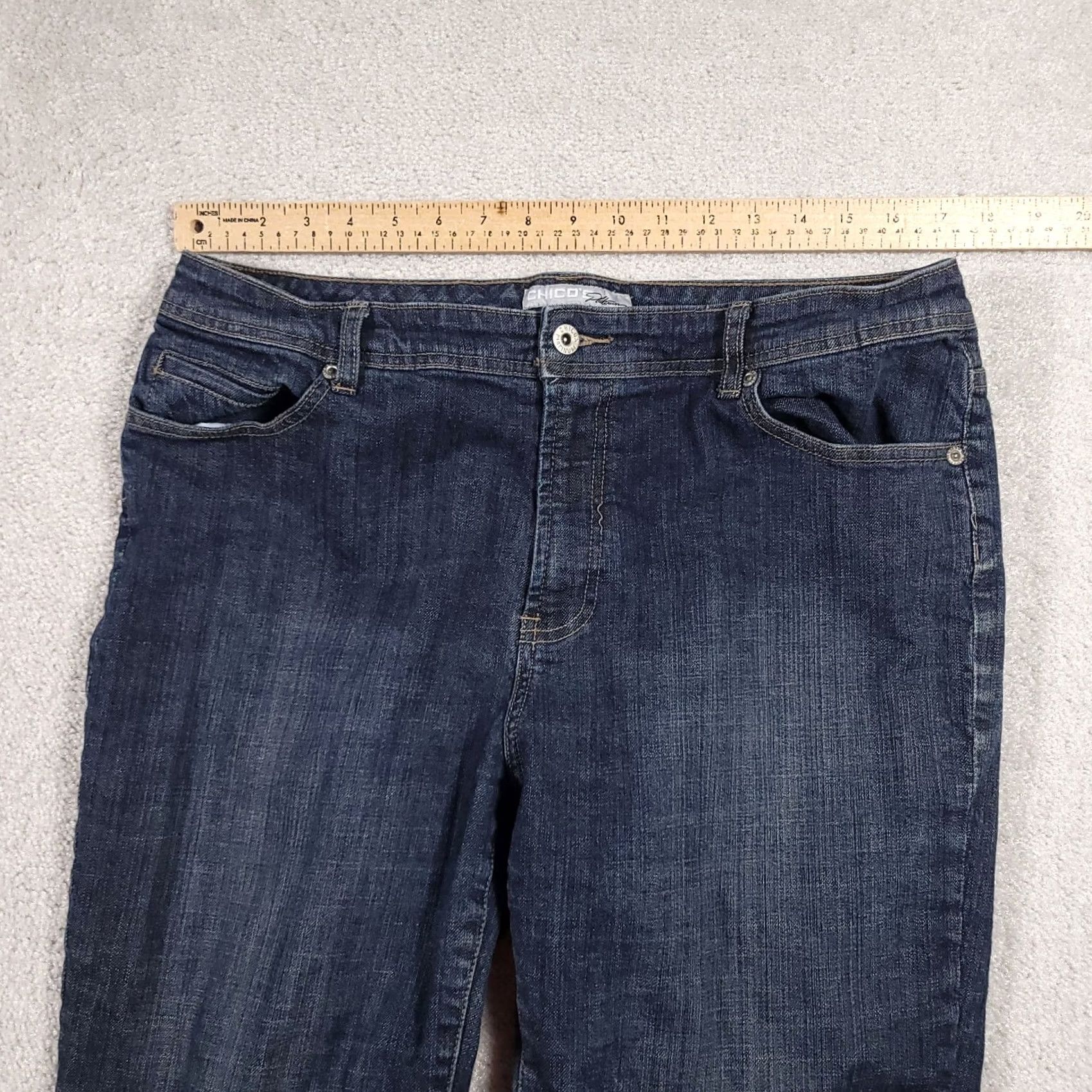 Vintage Chico'S Platinum Jeans Womens 2 US Large 14 Mid-Rise Denim 34X27 Straight Leg - Vintage - Blue Size 24" / US 00 / IT 34 - 6 Thumbnail