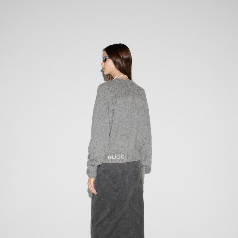 Gucci o1B3y1r0526 Wool And Cashmere Sweater in Gray Size L / US 10 / IT 46 - 3 Thumbnail