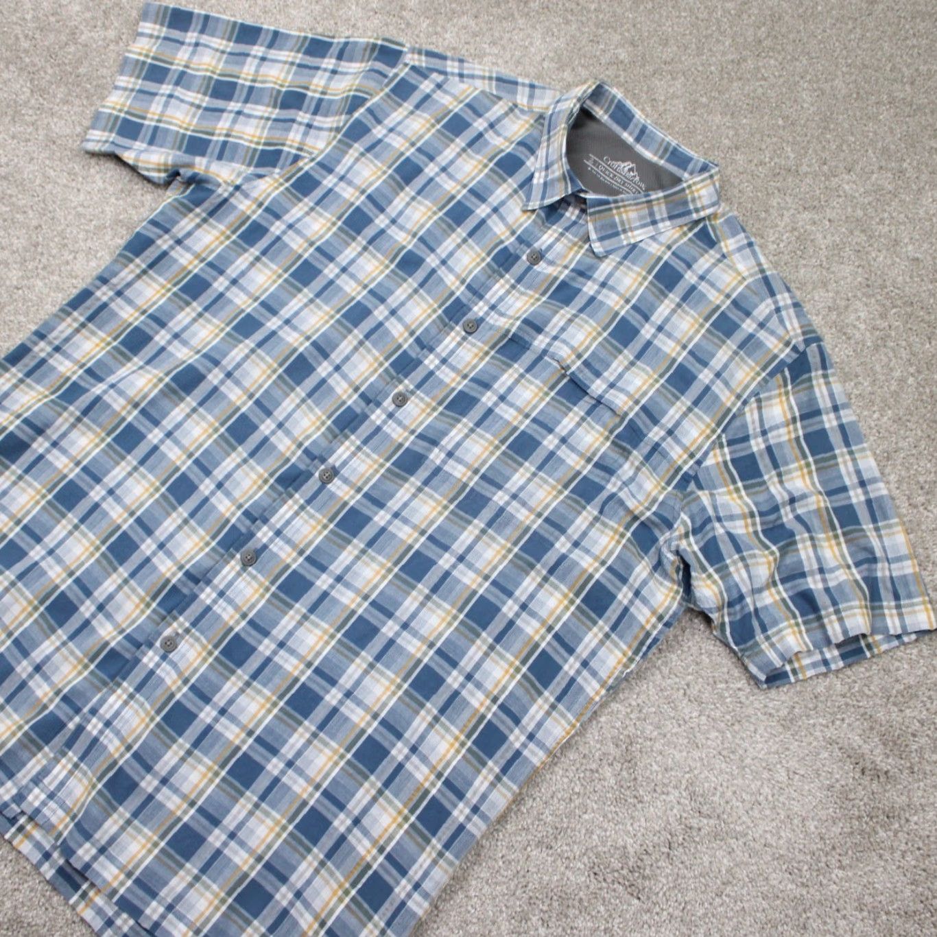 Croft & Barrow Croft & Barrow Quick Dry Shirt Mens L Blue/Yellow Poly/Cotton S/S Button Up Size US L / EU 52-54 / 3 - 3 Thumbnail