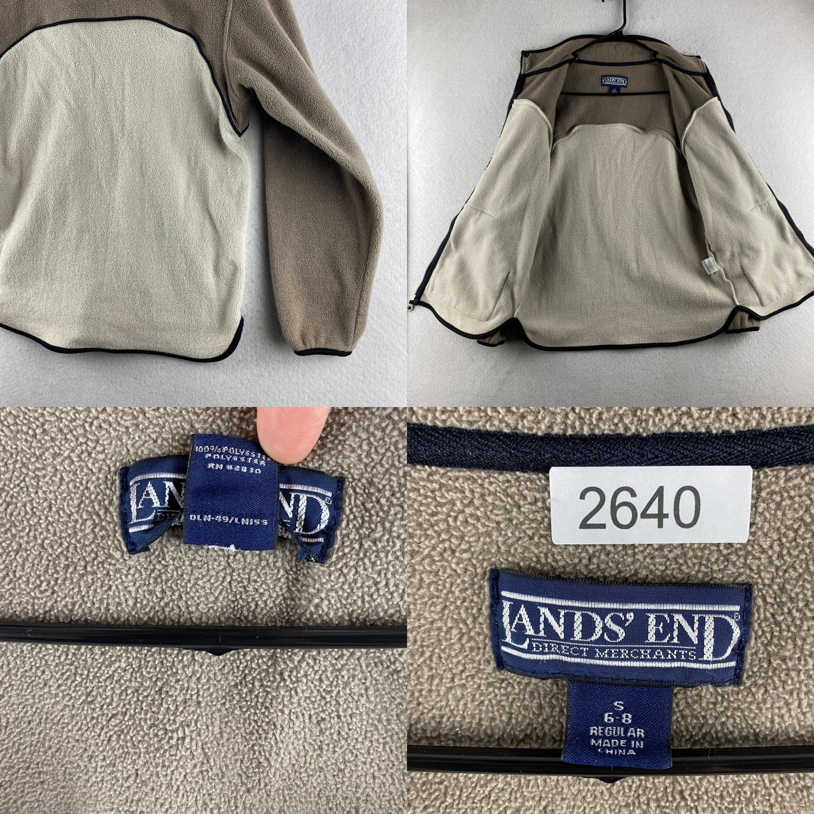 Lands' End Lands' End Sweater Womens S Beige Full Zip Long Sleeve Pockets Outdoor Modern Knit Fleece Size S / US 4 / IT 40 - 10 Thumbnail