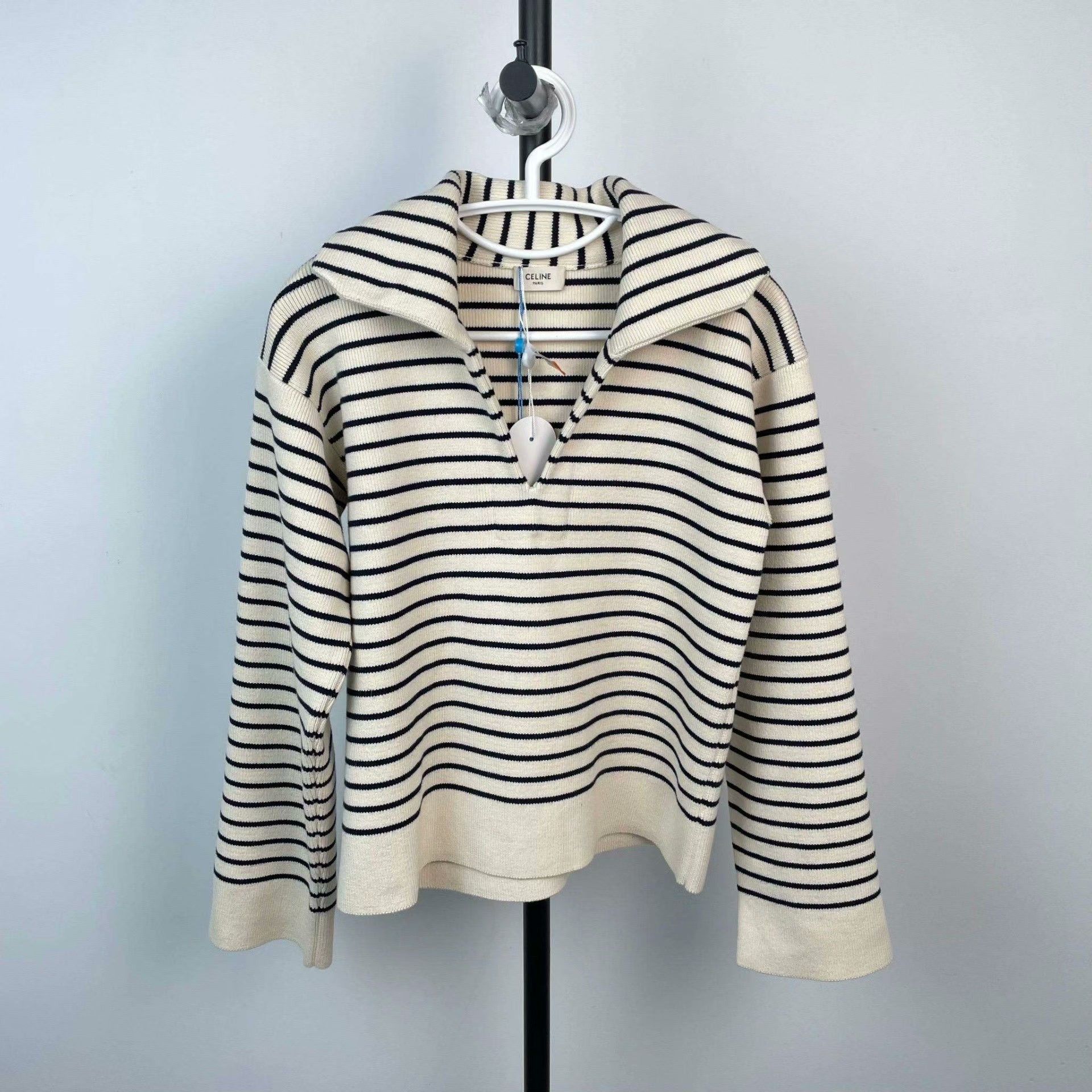 Celine Celine Knit Striped Black Sweater XS Women Size XS / US 0-2 / IT 36-38 - 1 Thumbnail
