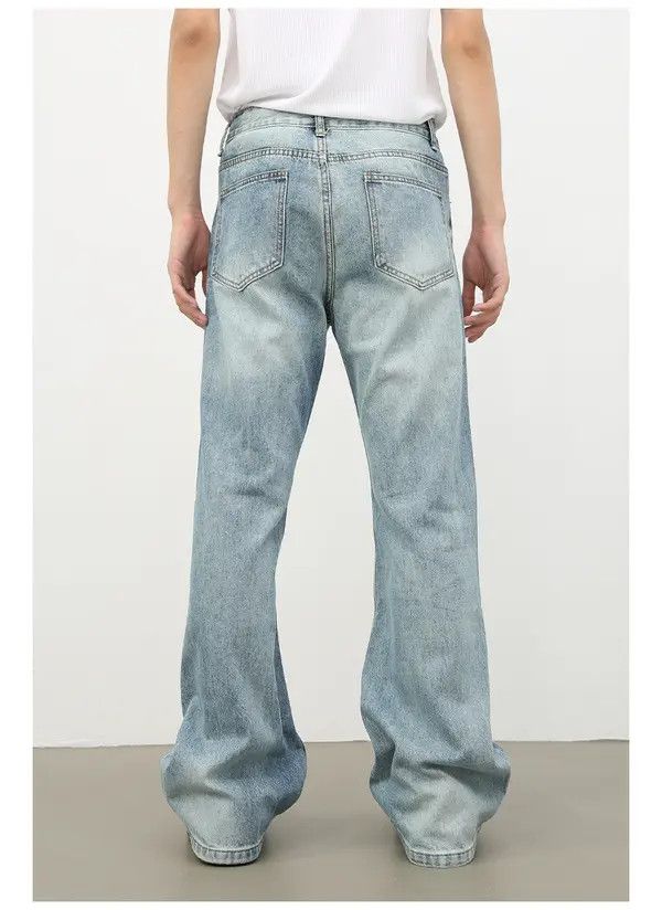 Japanese Brand Rika High street retro washed loose flared jeans for men Size US 32 / EU 48 - 4 Thumbnail