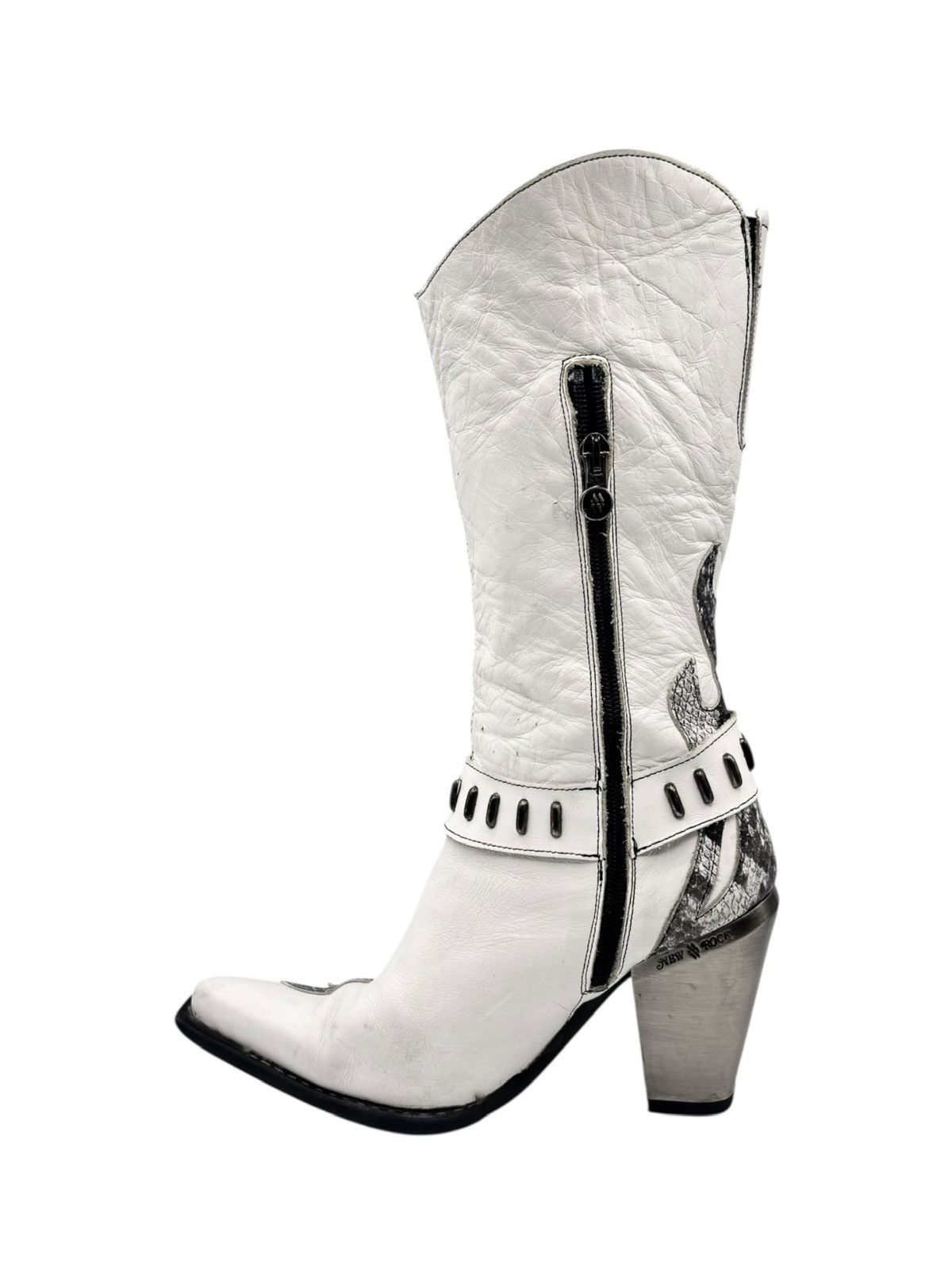 New Rock Vintage New Rock pointy white cowboy boots Size 38 Size US 8 / IT 38 - 5 Thumbnail