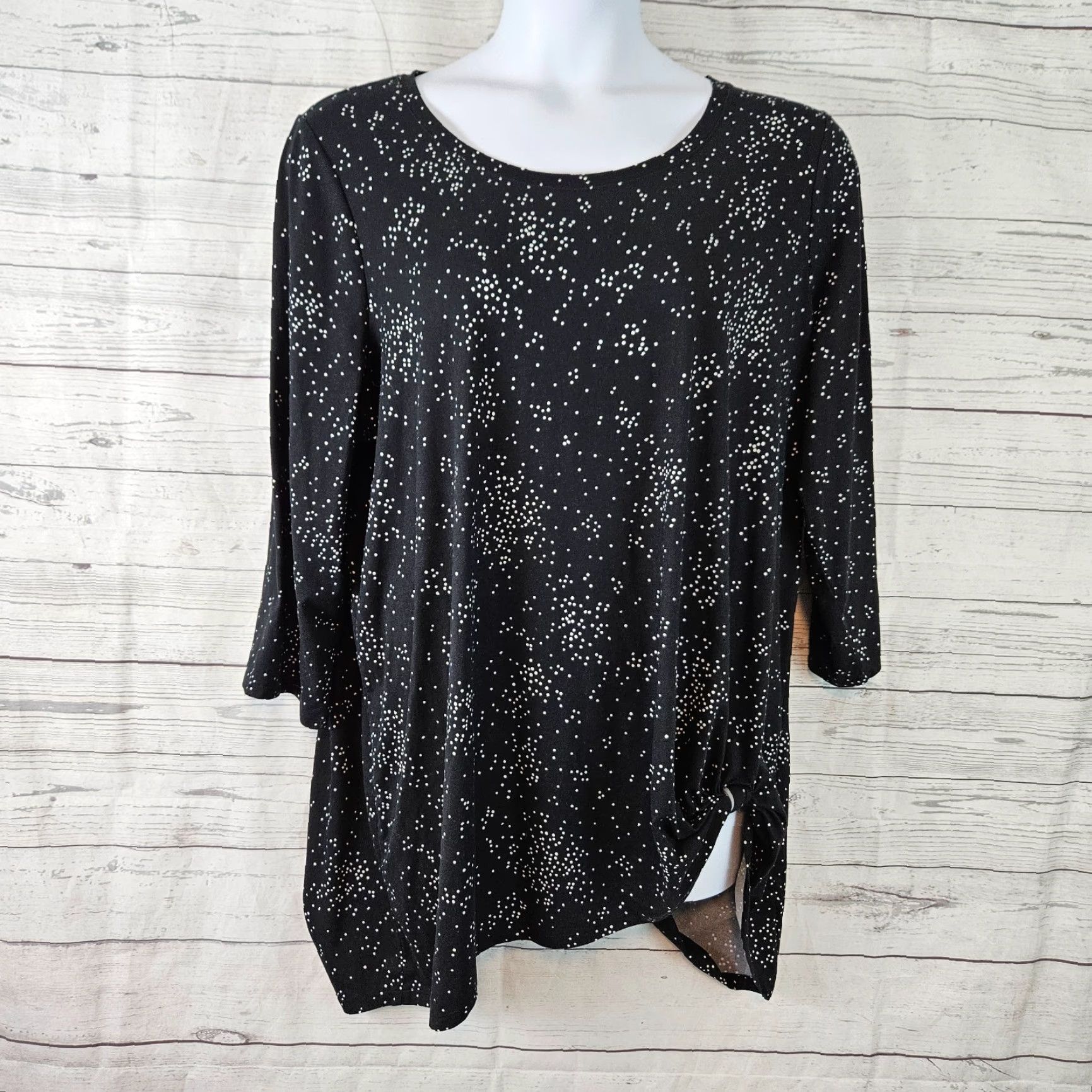 Vintage Lane Bryant Womens Tunic Top 22/24 Black White 3/4 Sleeve Blouse Shirt Womens Plus Size 22 Size 3XL / US 20-22 - 2 Thumbnail