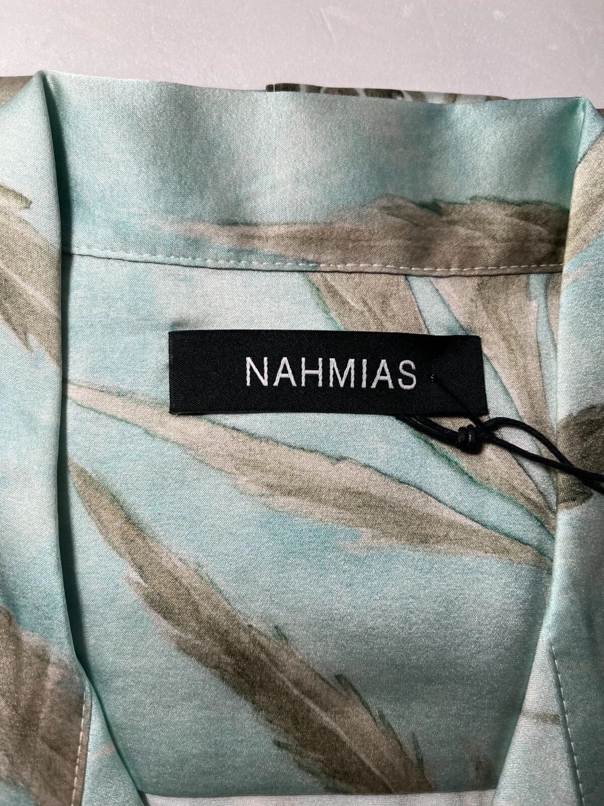 Nahmias Nahmias Men Hemp Leaves Silk Short Sleeve Button Down Shirt Size US M / EU 48-50 / 2 - 4 Thumbnail