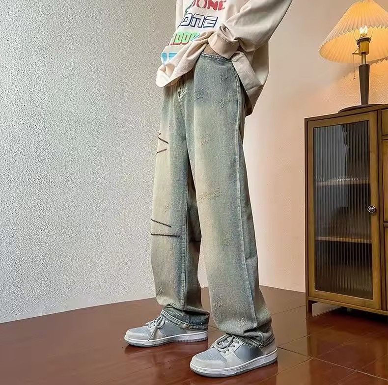 Japanese Brand × Jean Retro Washed Designer Loose Straight Leg Jeans Size US 32 / EU 48 - 4 Thumbnail