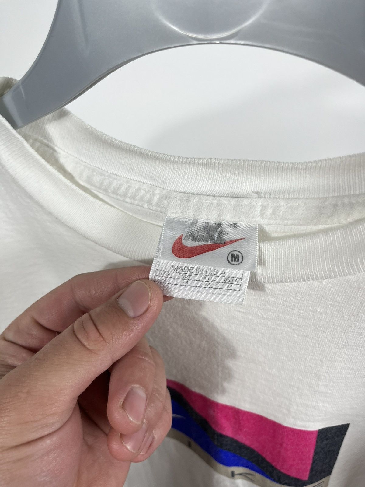 Nike × Vintage Vintage Nike T-Shirt Tee Made in USA 90s Logo White M Size US M / EU 48-50 / 2 - 4 Thumbnail