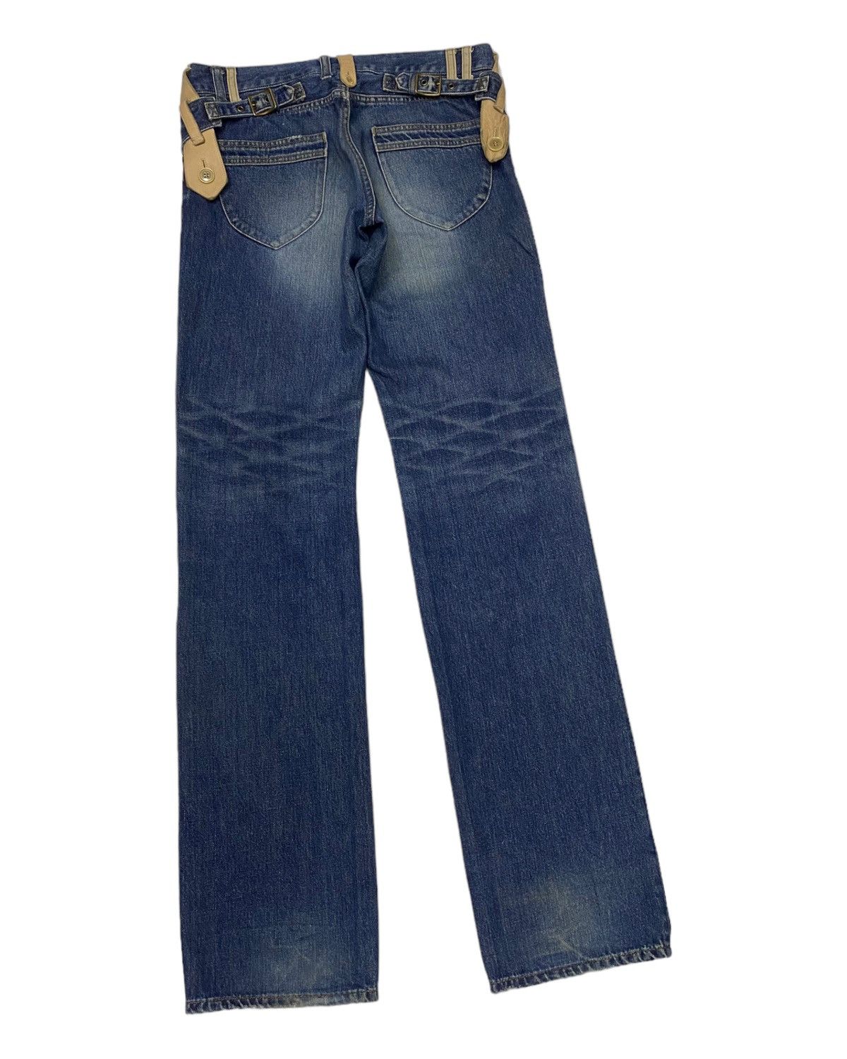 If Six Was Nine 🔥RARE PRIGS DISTRESSED DENIM LEATHER WAIST PART JEANS Size US 32 / EU 48 - 4 Thumbnail