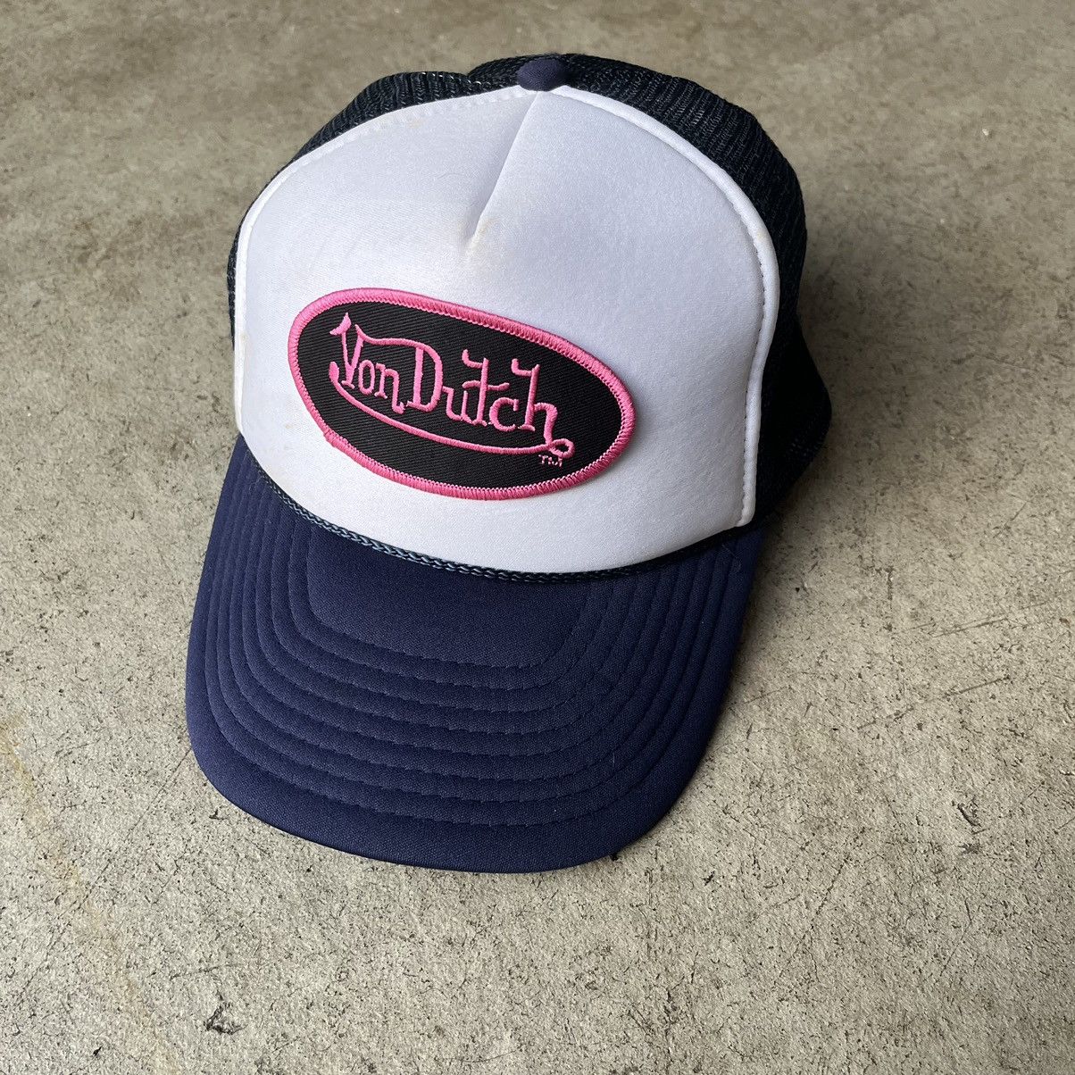 Vintage × Von Dutch Crazy 90s Trucker Distressed Pink Mesh Snapback Biker Y2K Size ONE SIZE - 1 Thumbnail