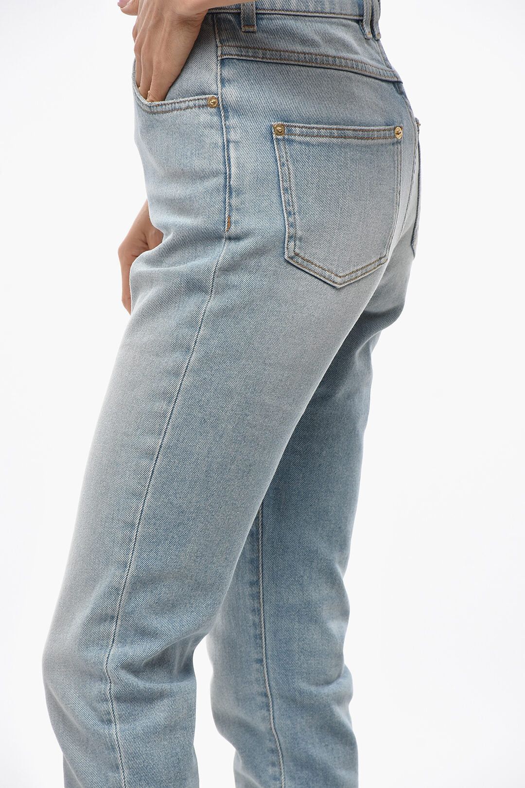 Balmain og1mm0326 Slim Fit Denim Jeans in Light Blue Size 34" / US 12 / IT 48 - 2 Thumbnail