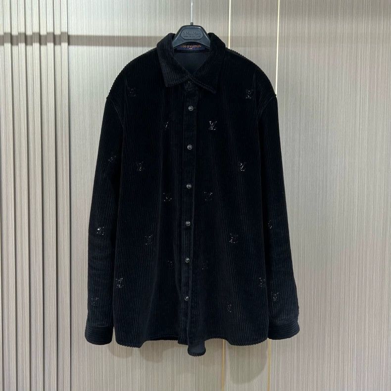 Louis Vuitton luxury black corduroy jacket with crystals-dmc Size US L / EU 52-54 / 3 - 1 Thumbnail