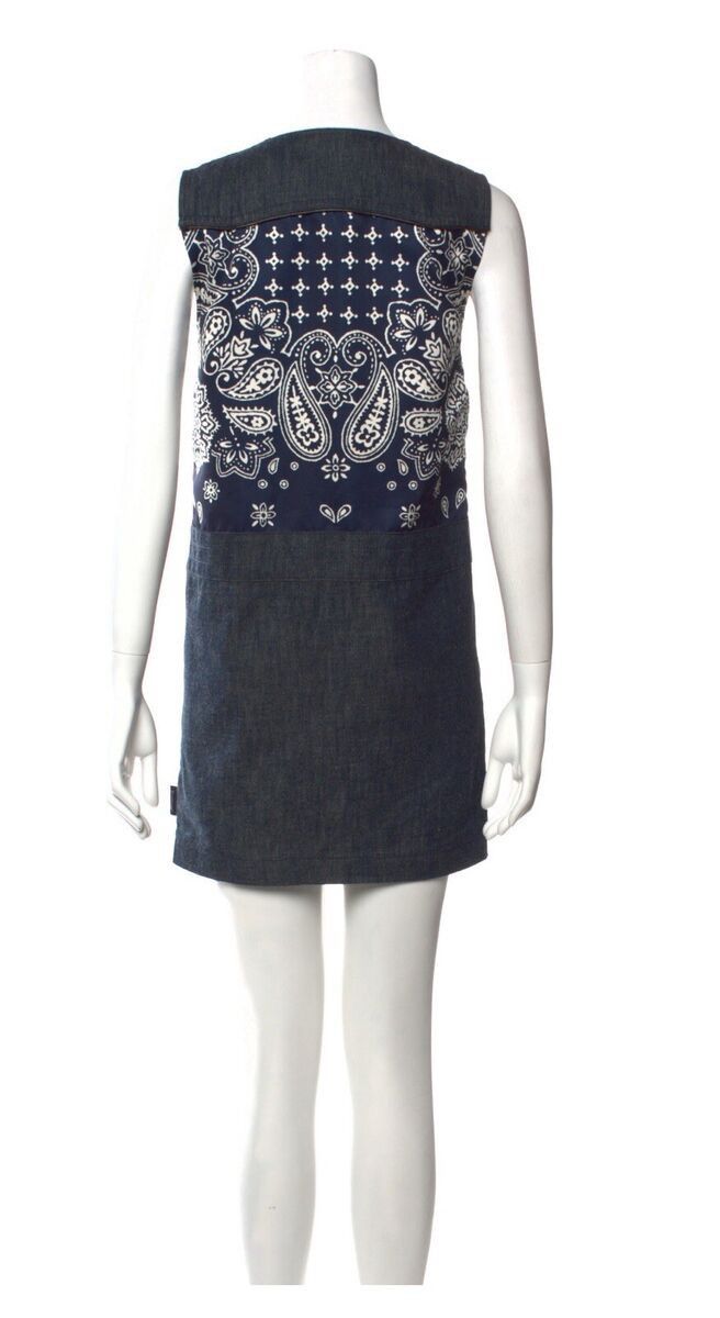 Designer × Moncler × Moncler Grenoble Moncler bandana pattern denim dress abito senza maniche Size M / US 6-8 / IT 42-44 - 3 Thumbnail