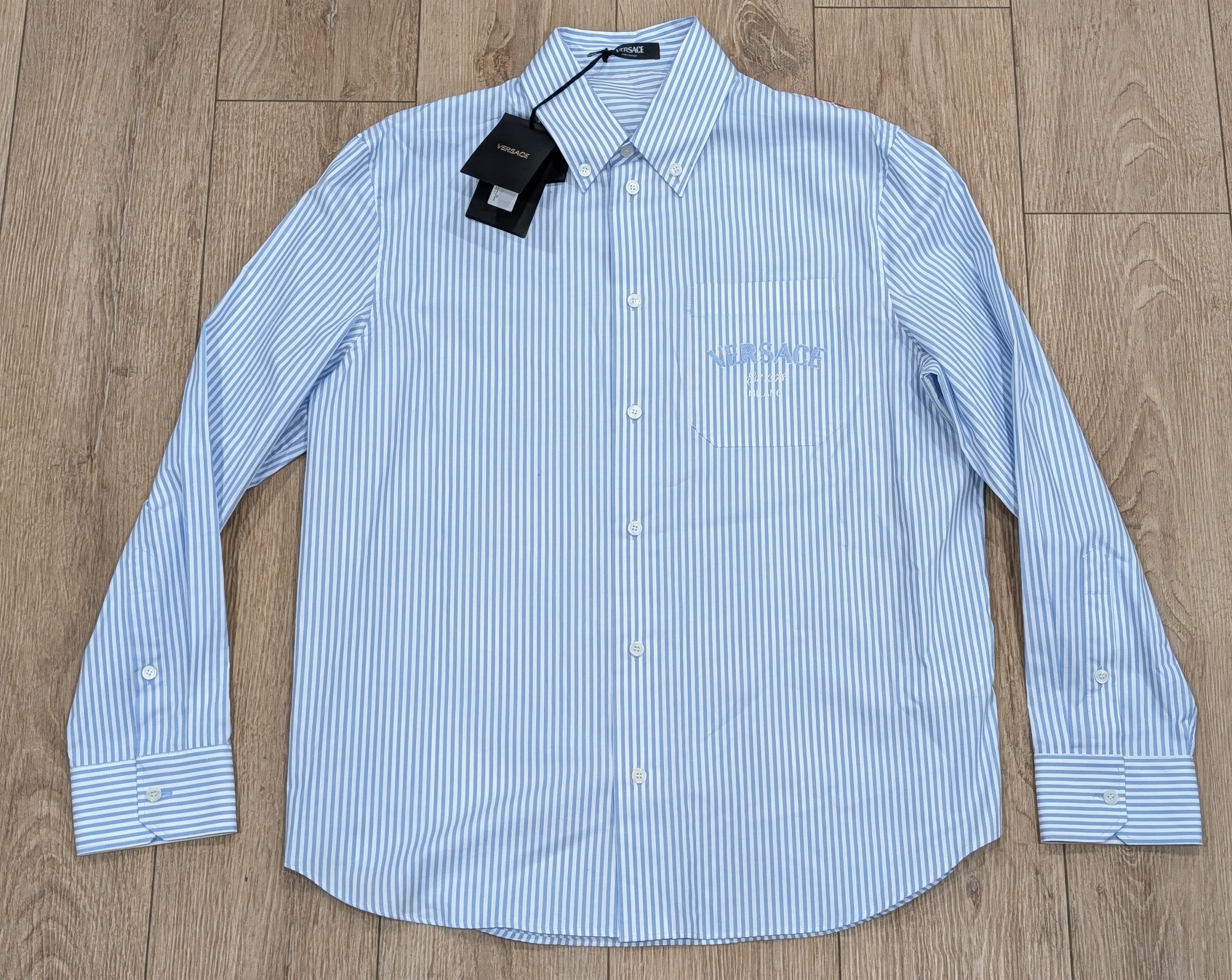 Versace VERSACE Striped LS Button Up Shirt Light Blue 50 Size US M / EU 48-50 / 2 - 1 Thumbnail