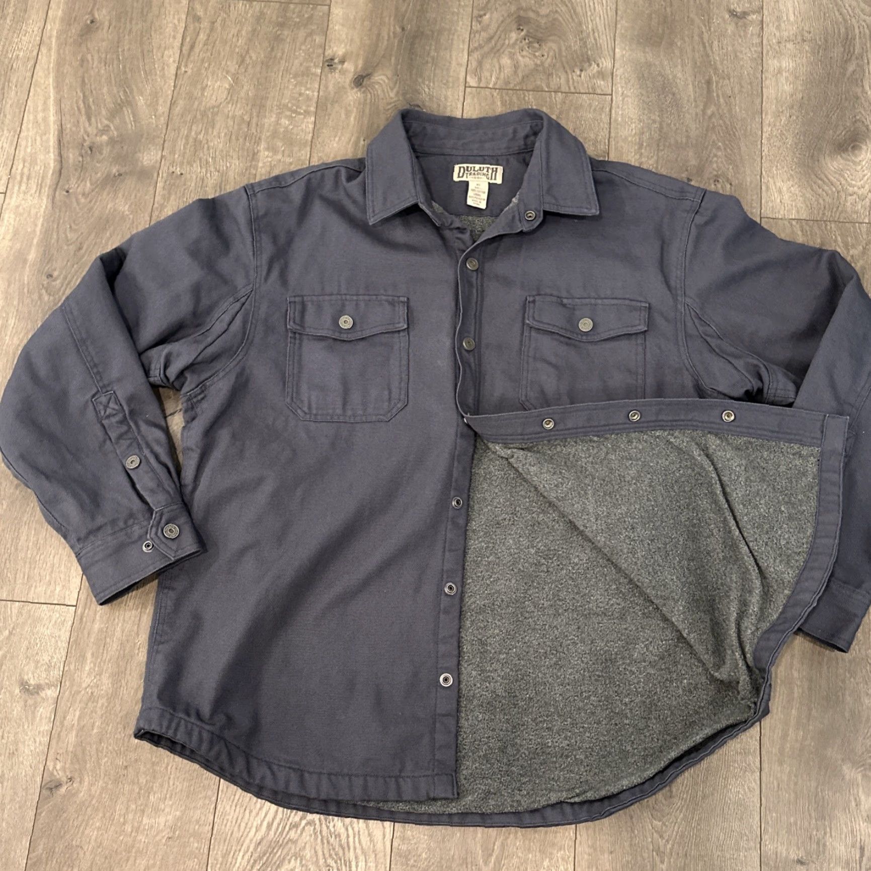 CO Duluth Trading Co Fleece Lined Men Large Heavy Blue Canvas Work Shirt Jacket Size US L / EU 52-54 / 3 - 5 Thumbnail