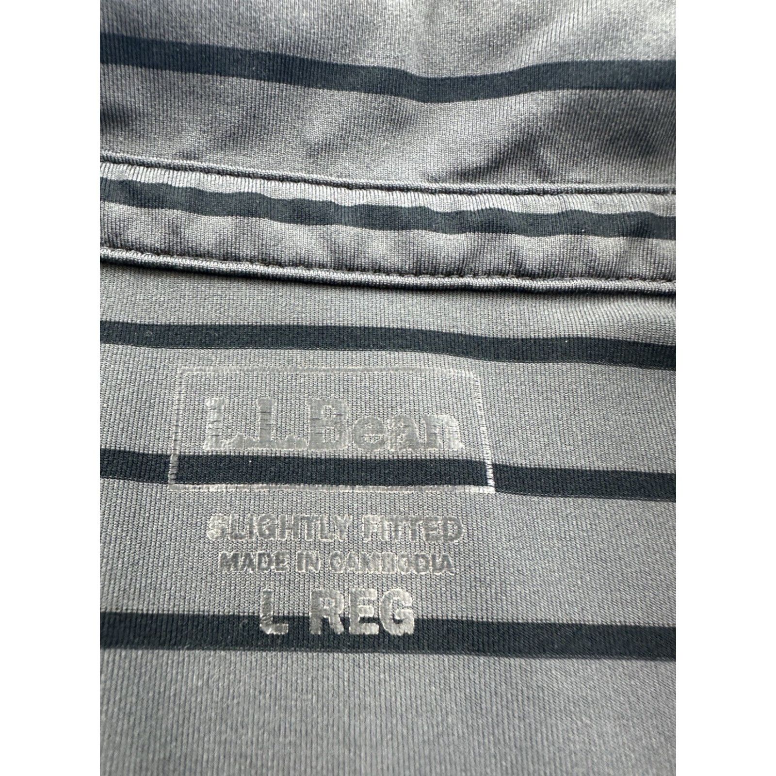 Vintage L.L. Bean Polo Shirt Mens Large Gray Striped Short Sleeve Size US L / EU 52-54 / 3 - 3 Thumbnail