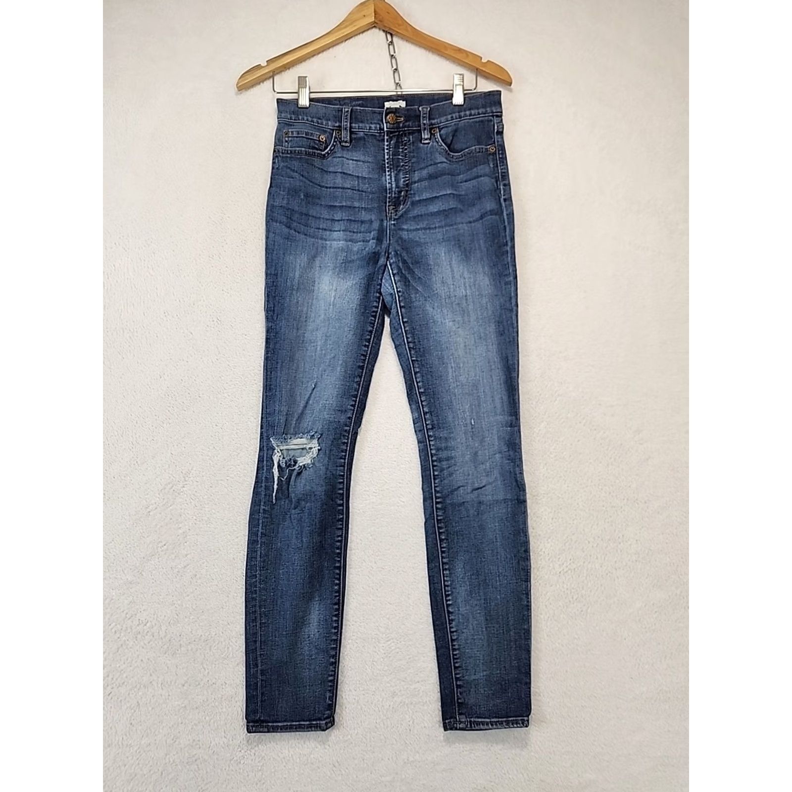 J.Crew J.CREW Stretch Skinny Ankle Blue Jeans Distressed Women's Sz 28 Whiskered Faded Size 28" / US 6 / IT 42 - 3 Thumbnail