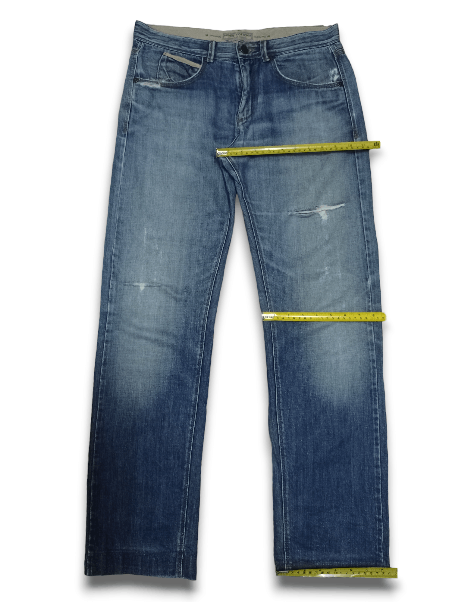 Designer × Henry Cotton's Vintage Henry Cottons Blue Wash Distressed Jeans 32x30 Size US 32 / EU 48 - 11 Thumbnail