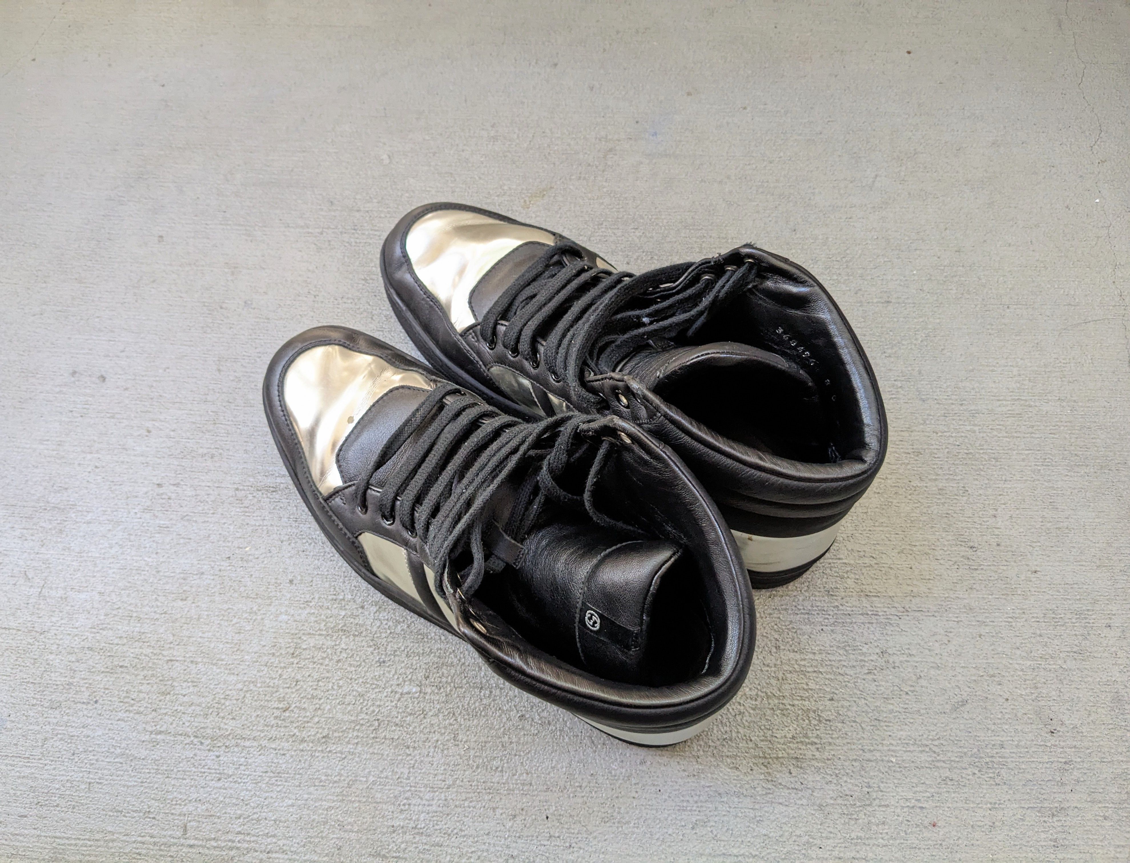 Gucci Gucci Sneakers Black Silver 8.5 High Tops Leather Size US 8.5 / EU 41-42 - 18 Thumbnail