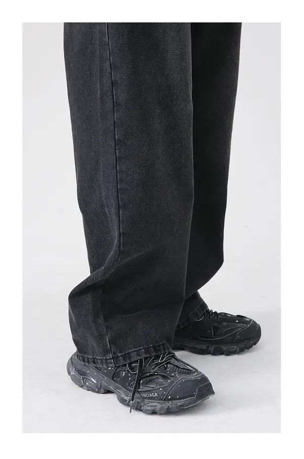 Japanese Brand Kahori x Miwa Men's washed black wide-leg straight jeans Size US 32 / EU 48 - 5 Thumbnail