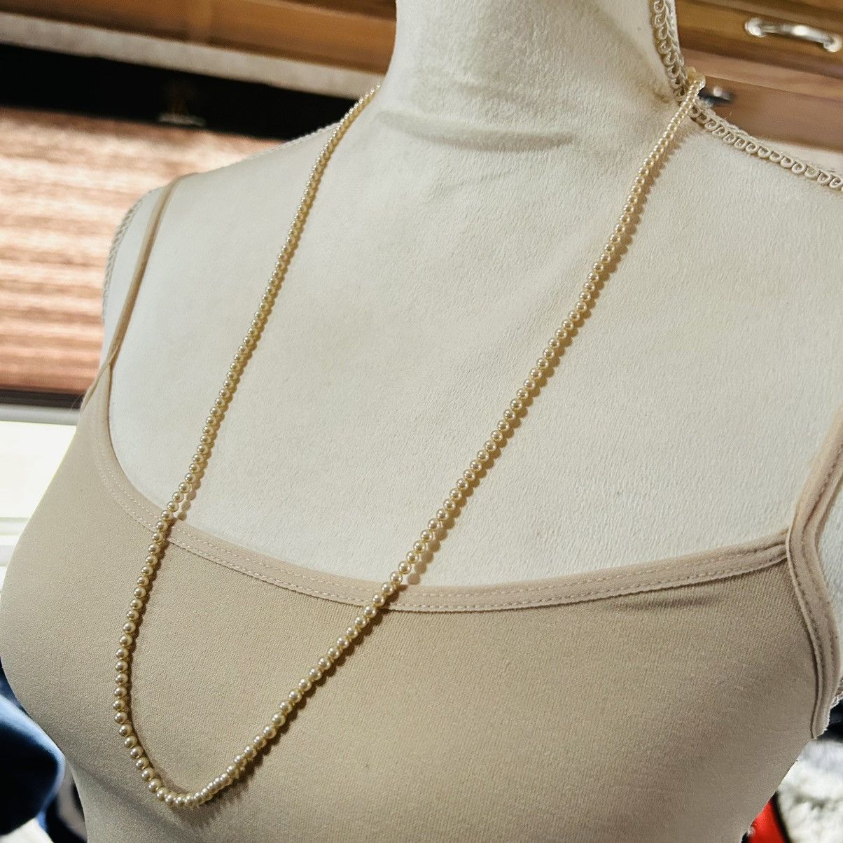 Vintage Vintage crown Trifari 4mm cream glass pearl necklace NWT Size ONE SIZE - 7 Thumbnail