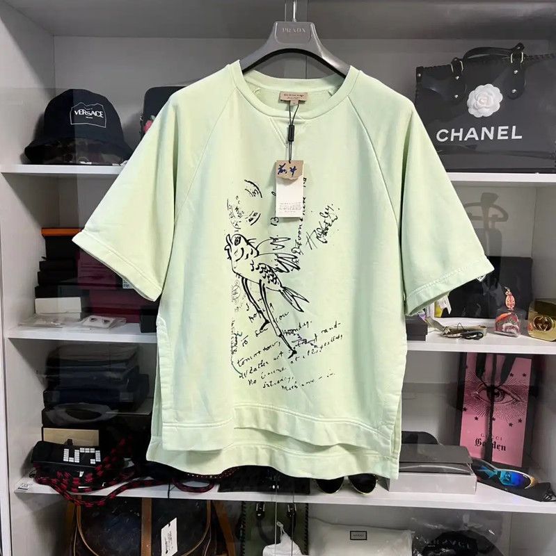 Burberry Burberry Mint Green Cotton Short Sleeve Top Size US L / EU 52-54 / 3 - 1 Thumbnail