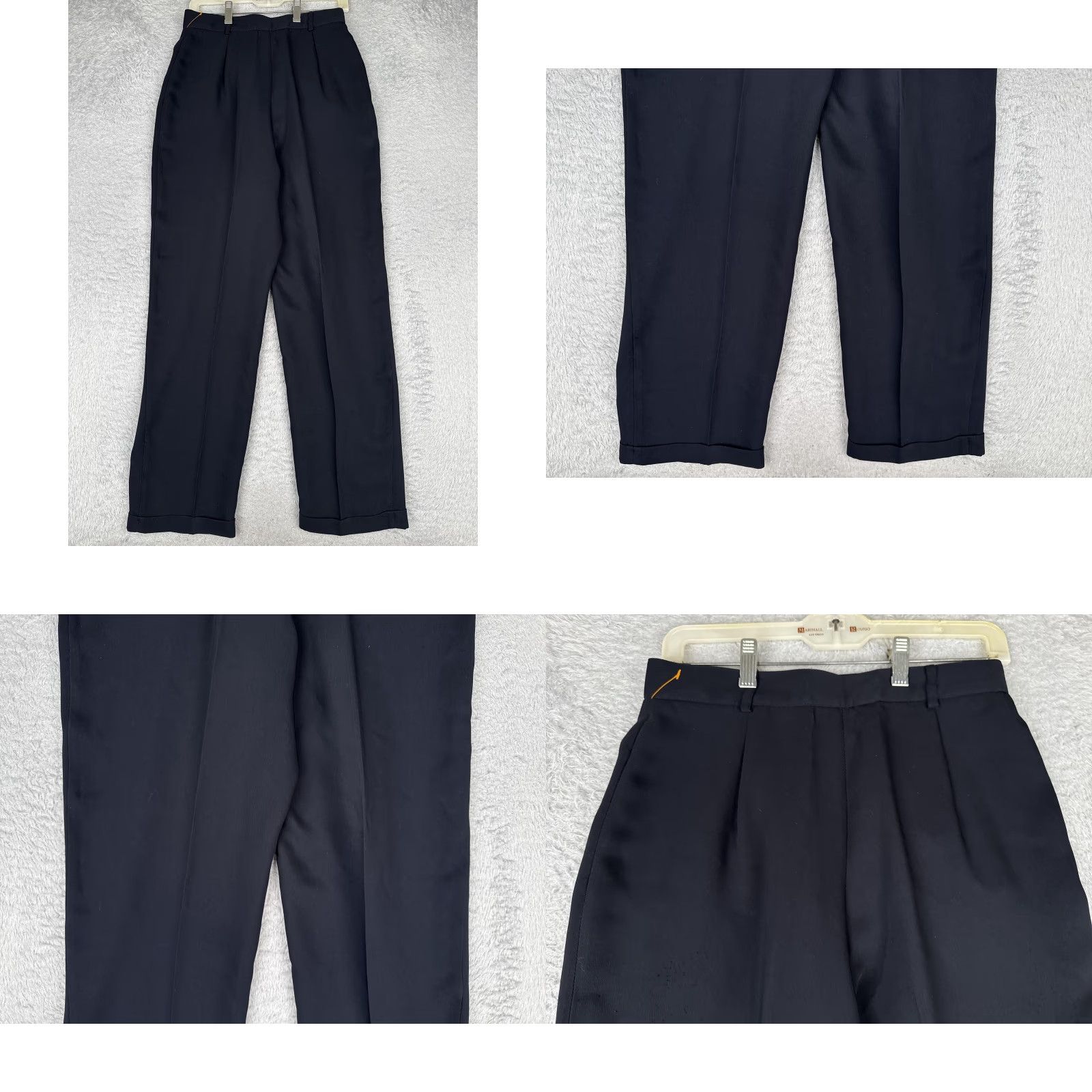 Vintage VINTAGE Rena Rowan for Saville Dress Pants Womens 10 Black Pleated Cuffed Poly Dress Pants Size 32" / US 10 / IT 46 - 9 Thumbnail