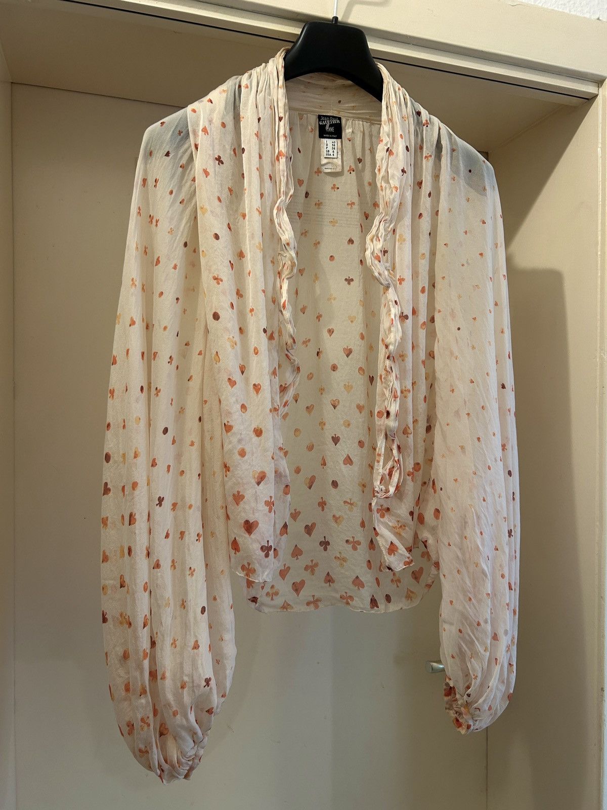 Jean Paul Gaultier Vintage pleated silk blouse with printed pattern Size M / US 6-8 / IT 42-44 - 2 Thumbnail