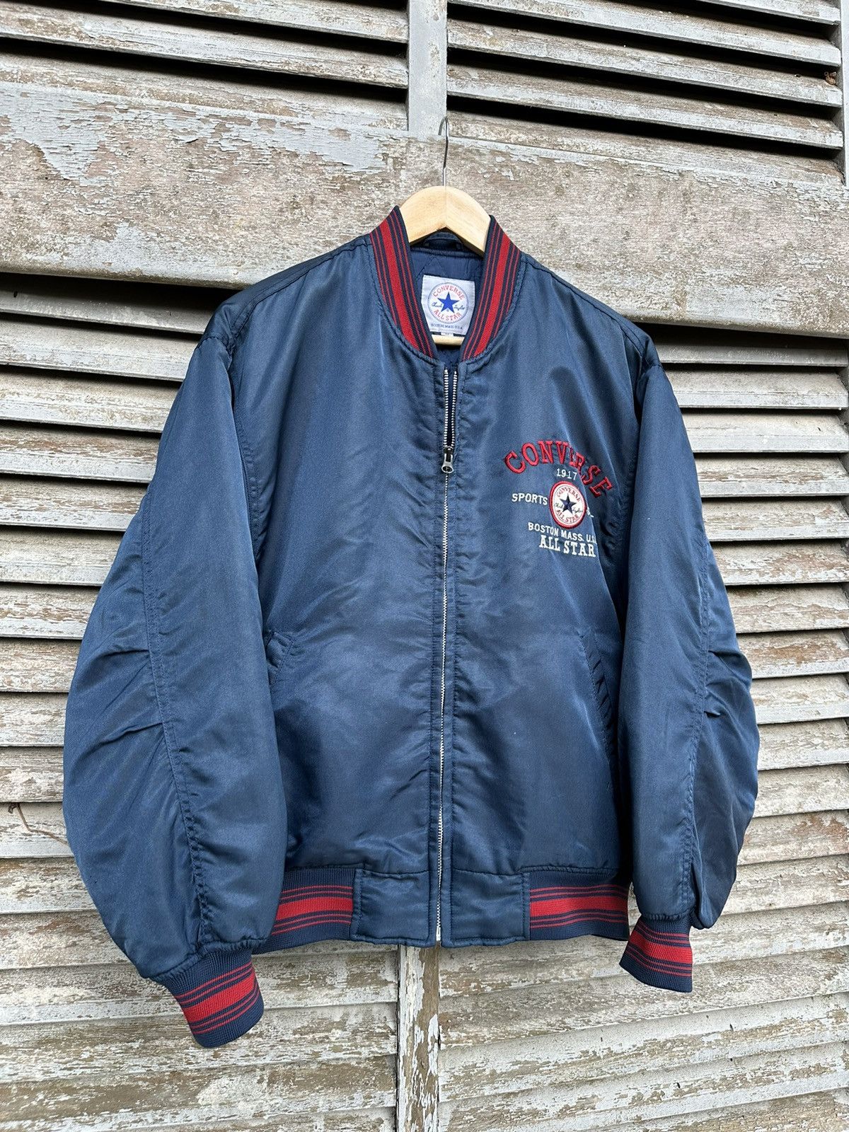 Converse 👹Vintage Converse Boston Mass Embroidery Logo Bomber Jacket Size US M / EU 48-50 / 2 - 8 Thumbnail