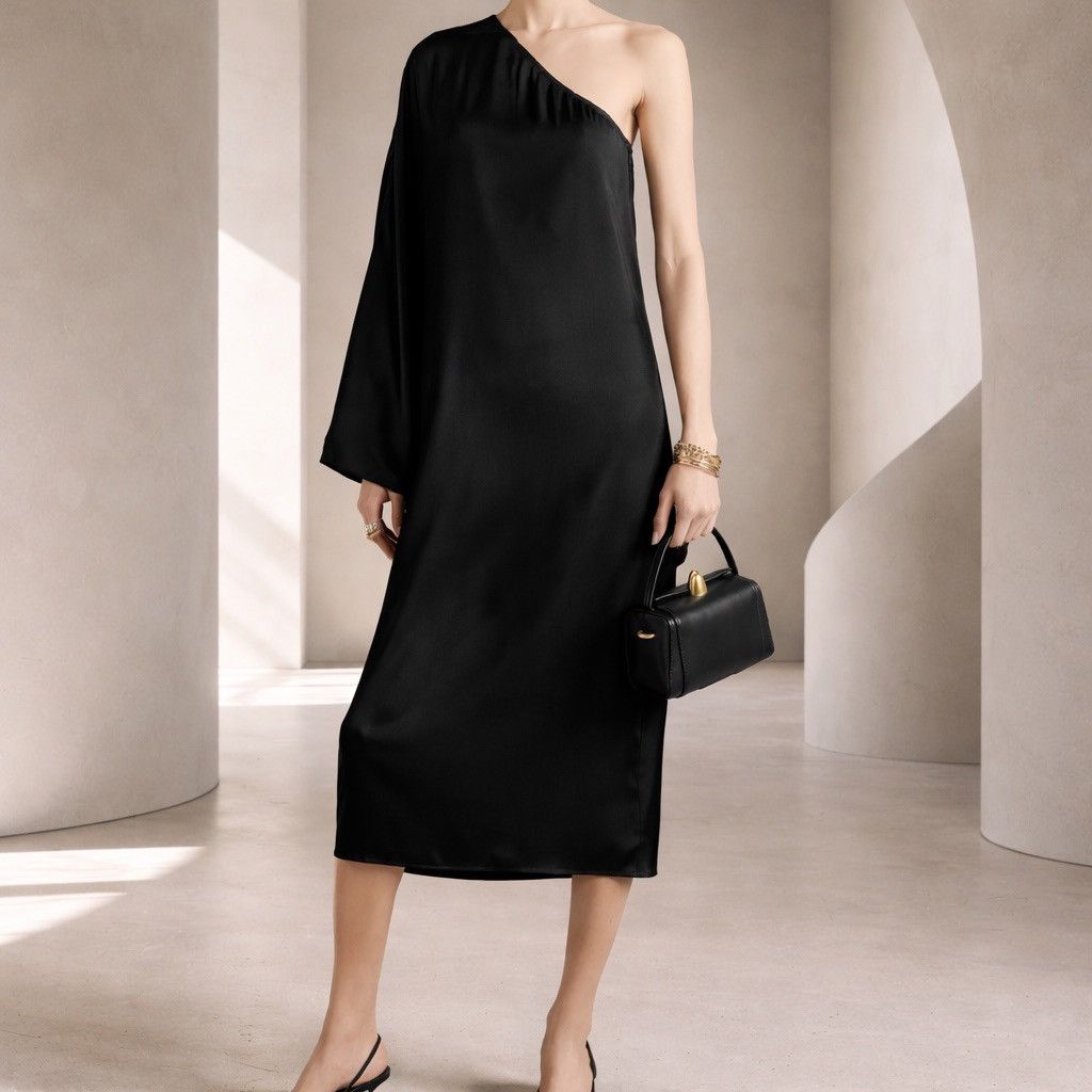 Anine Bing Annie Bing Rowan black silk off one shoulder dress Size XS / US 0-2 / IT 36-38 - 3 Thumbnail