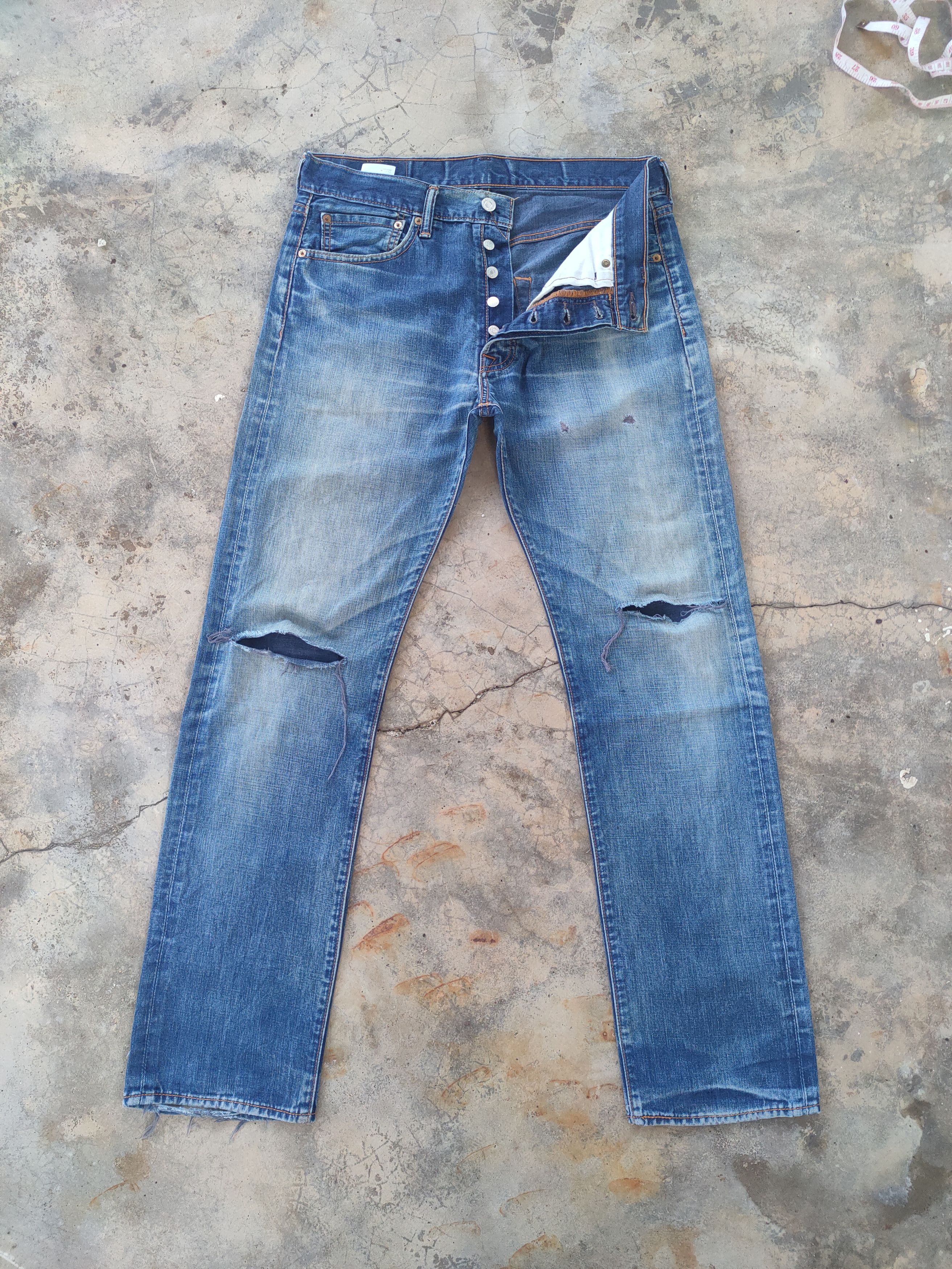 Levi's VINTAGE LEVI'S 501 PREMIUM RIPPED FADED JEANS DENIM PANTS Size US 33 - 1 Thumbnail