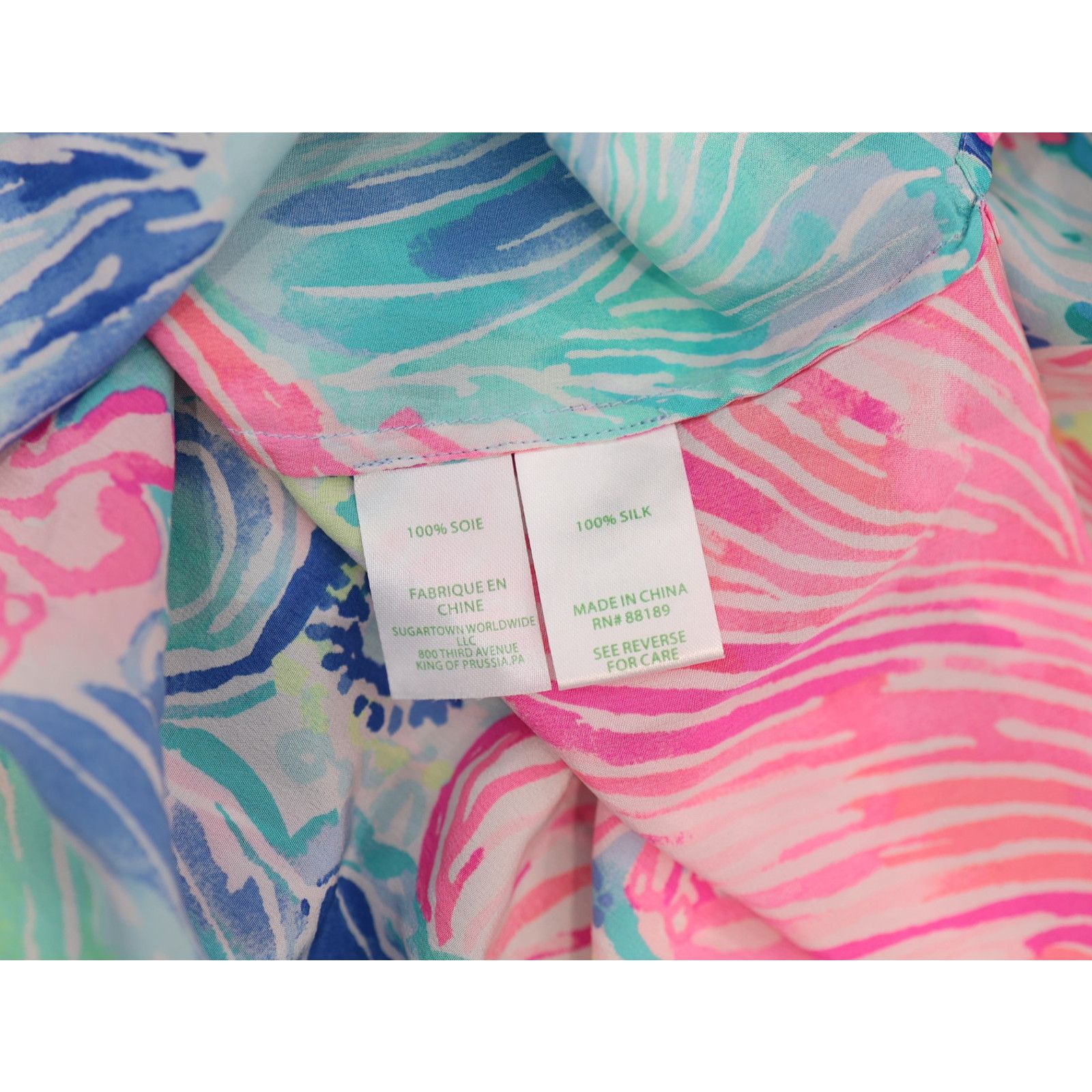 Lilly Pulitzer LILLY PULITZER Elsa Silk LS Beach Please Top Blouse Sz XS Size XS / US 0-2 / IT 36-38 - 7 Thumbnail