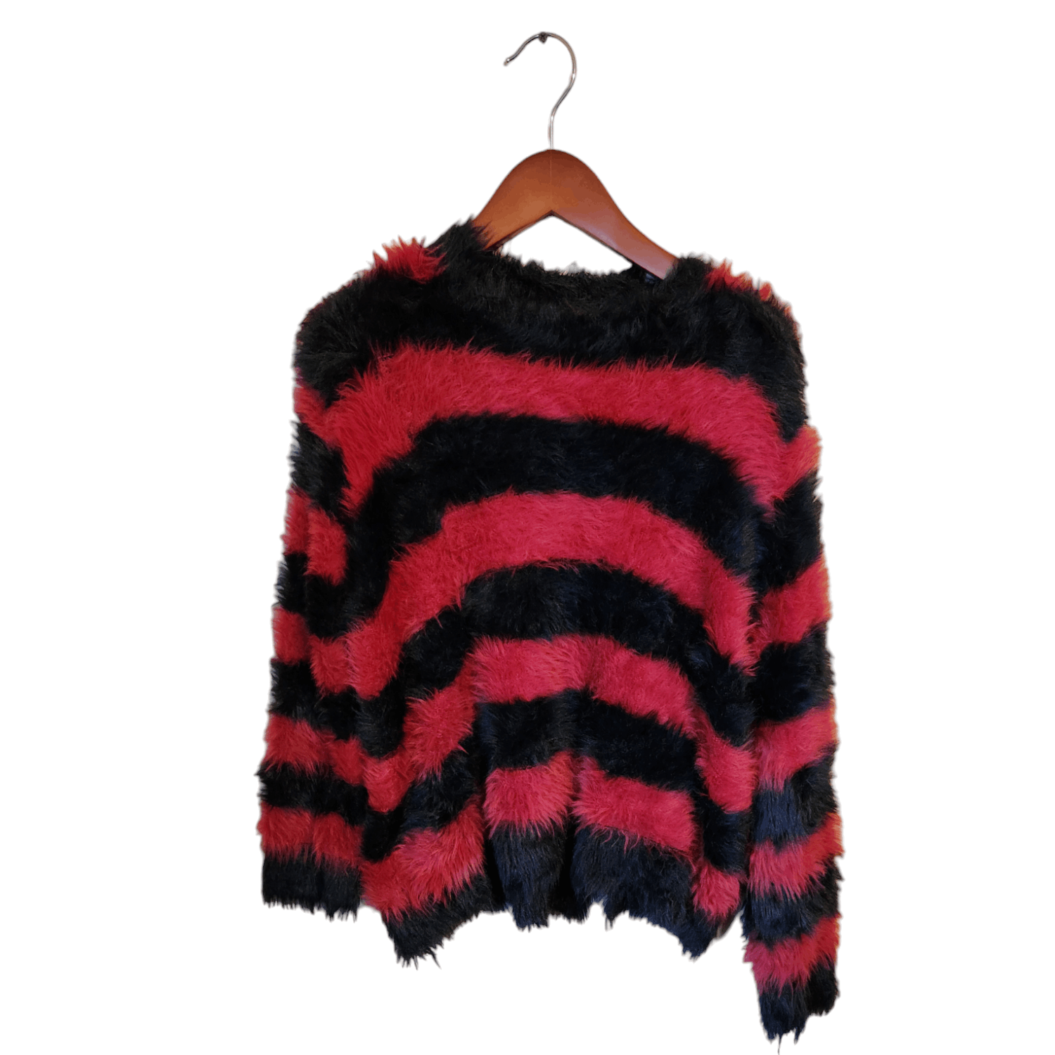 Japanese Brand 【Lad Musician Striped Faux Fur Assymetric Sweater】 Size US M / EU 48-50 / 2 - 4 Thumbnail