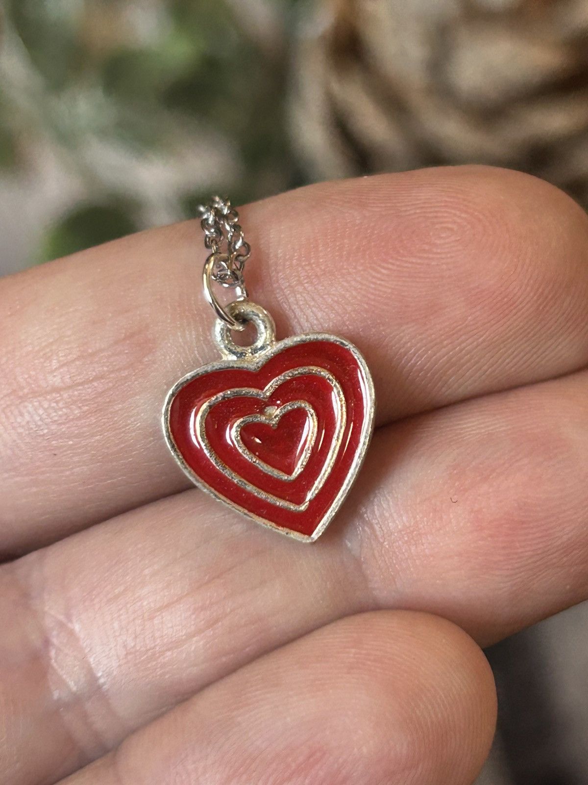 Handmade Handcrafted vintage red enamel heart pendant necklace Size ONE SIZE - 5 Thumbnail