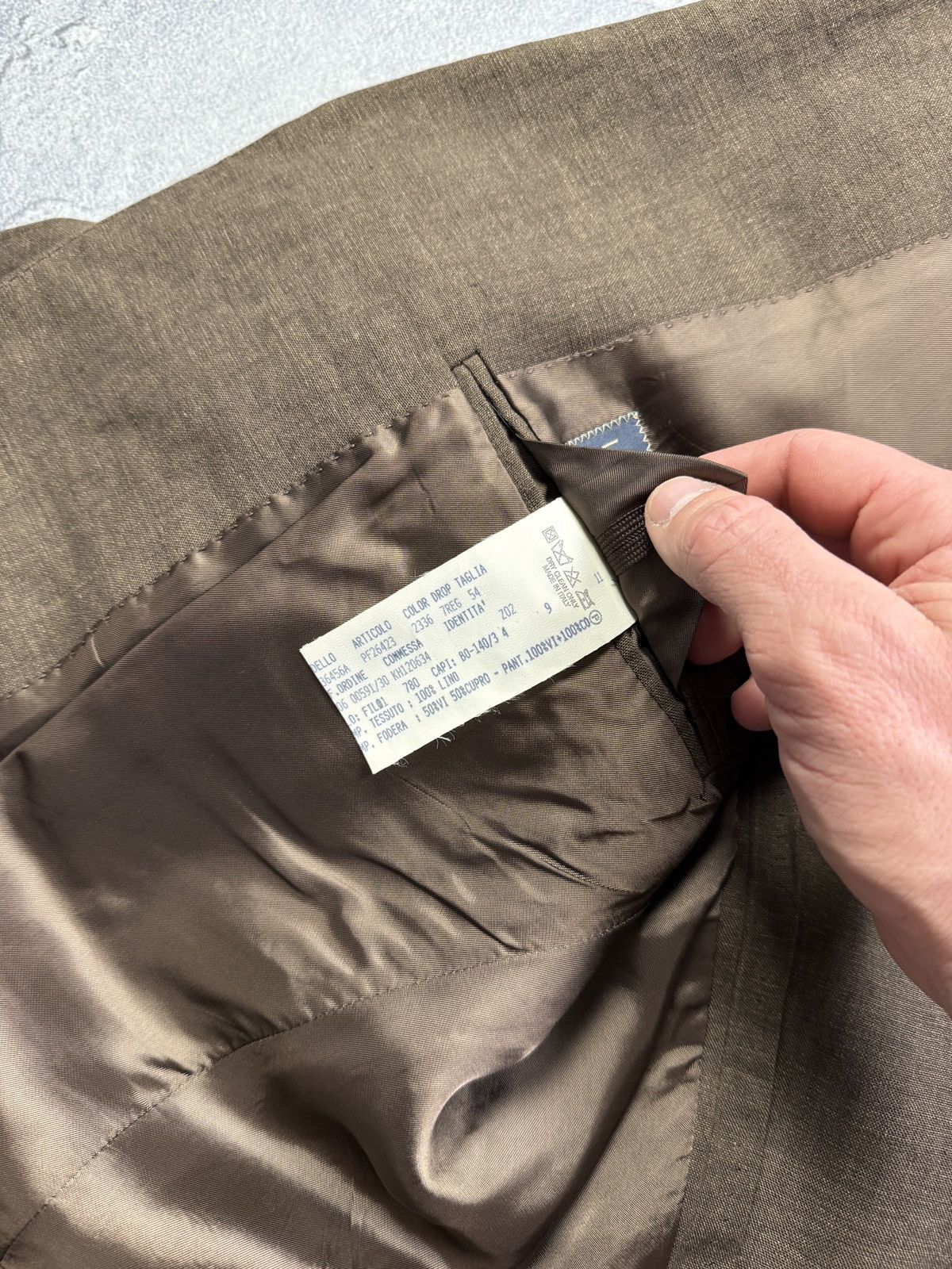 Lardini Size 54 Regular Brown Linen Double Breasted Luxury Suit Size 54R - 12 Thumbnail