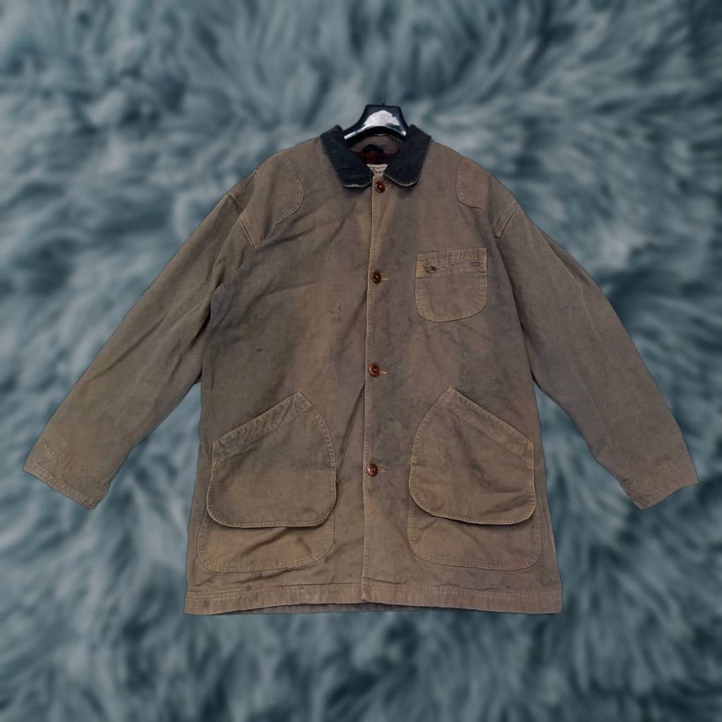 Vintage Vtg LL Bean Field Coat Jacket Brown Cotton Canvas Collared Size XL Beige Men Jacket Cotton Lined Wind-Resistant All Seasons Size US XL / EU 56 / 4 - 1 Thumbnail