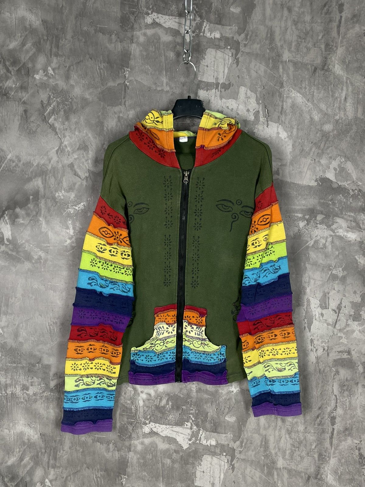 Japanese Brand × Vintage Y2K Nepal Fantasy Zip Up Hoodie Patchwork vintage 90s Size L / US 10 / IT 46 - 1 Thumbnail