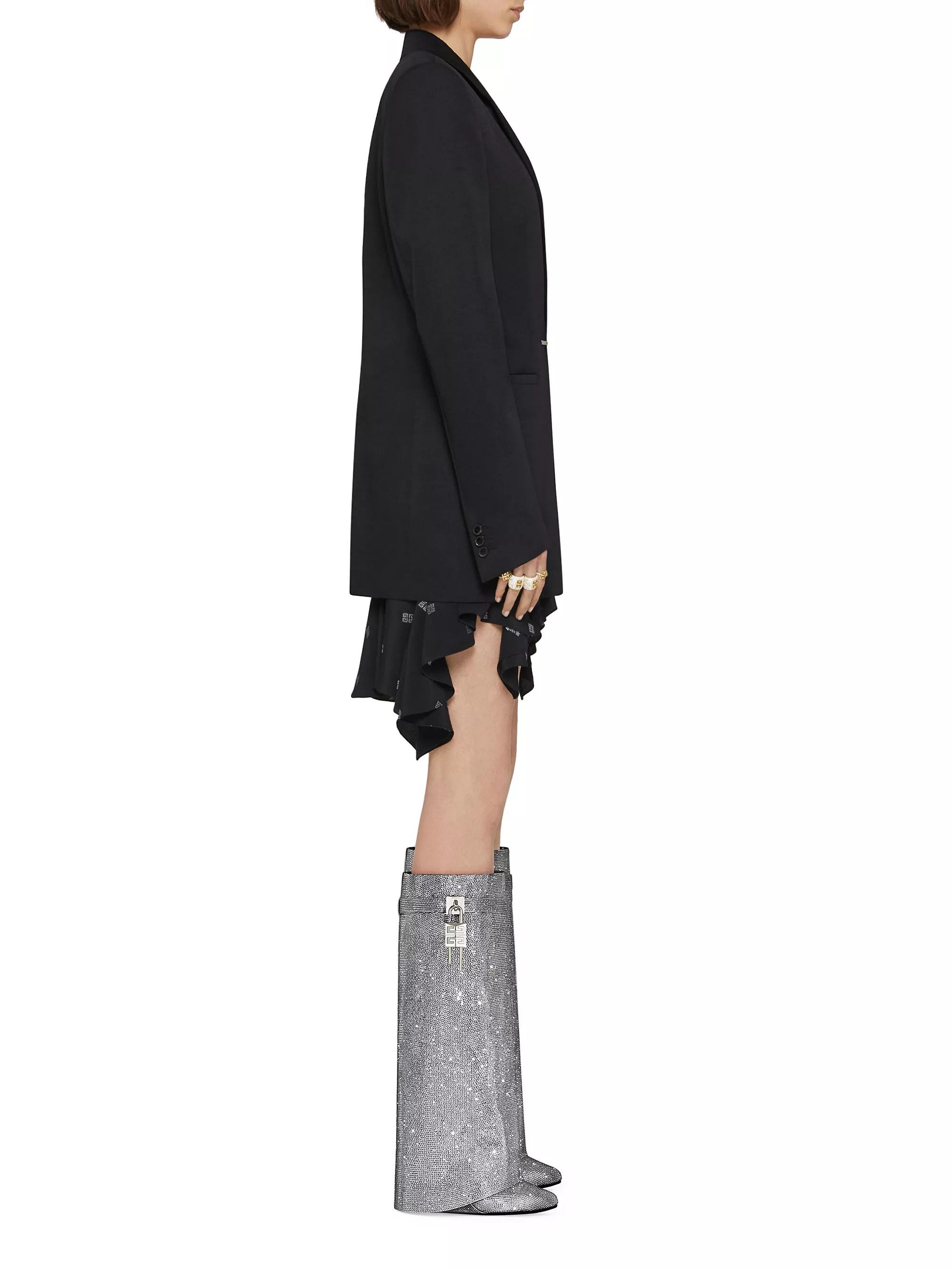 Givenchy o1srvl11e0325 Shark Lock Boots Wide Fit In Strass in Silver Size US 7.5 / IT 37.5 - 2 Thumbnail
