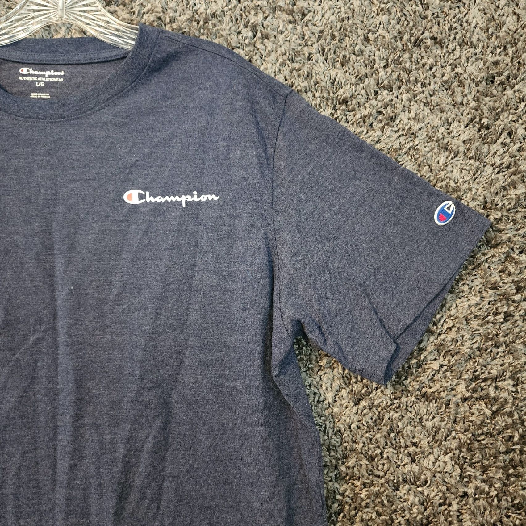 Champion Champion Mens Navy Short Sleeve Cotton Poly Blend Heavy T-Shirt Size L Size US L / EU 52-54 / 3 - 2 Thumbnail