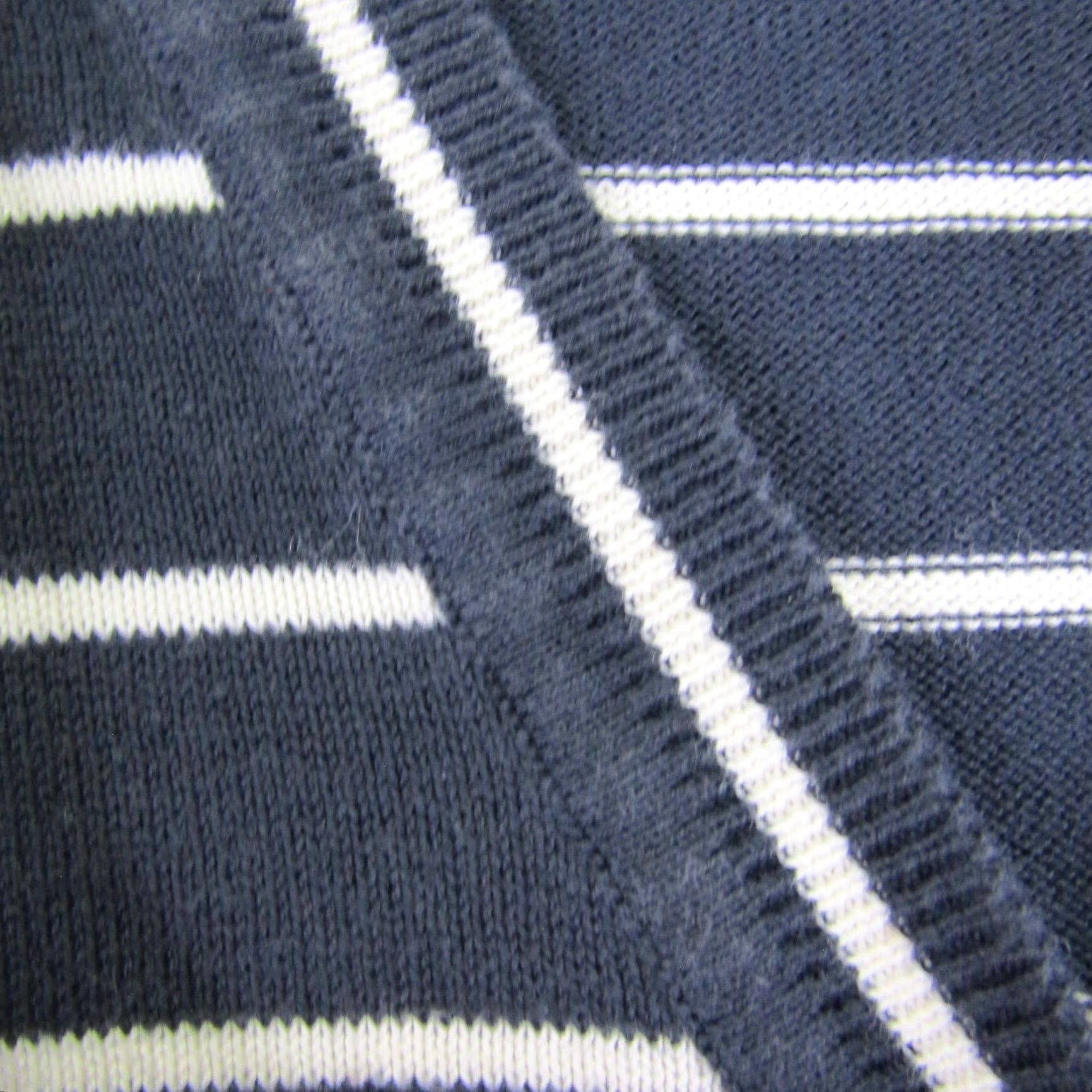 Barbour VINTAGE Barbour Cardigan Sweater Womens 14 Navy Cream Striped Knit Cotton Button Up V-Neck Size XL / US 12-14 / IT 48-50 - 6 Thumbnail