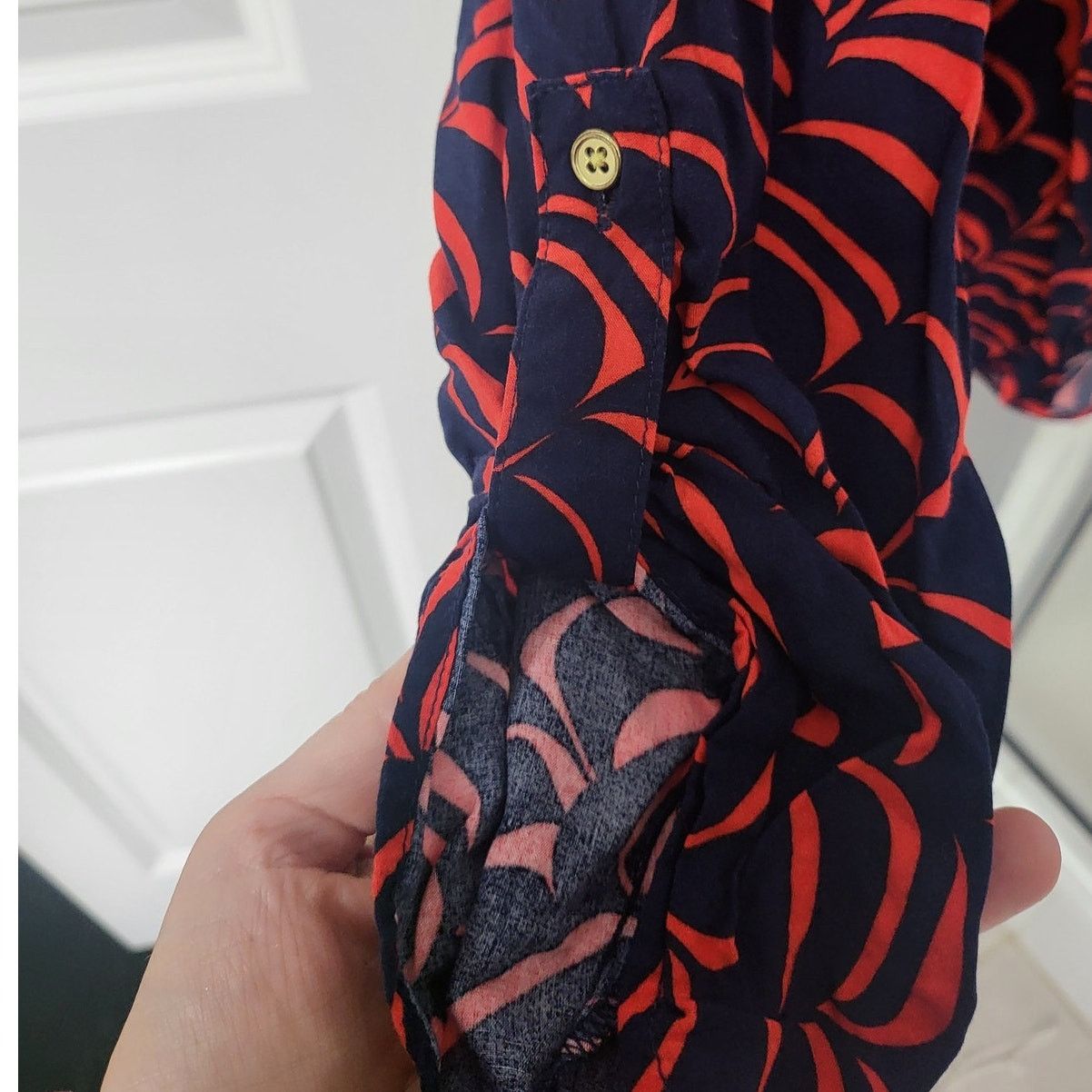 Gap Gap Navy and Red Geometric Patterned Blouse - XXL Size XXL / US 16-18 / IT 52-54 - 4 Thumbnail
