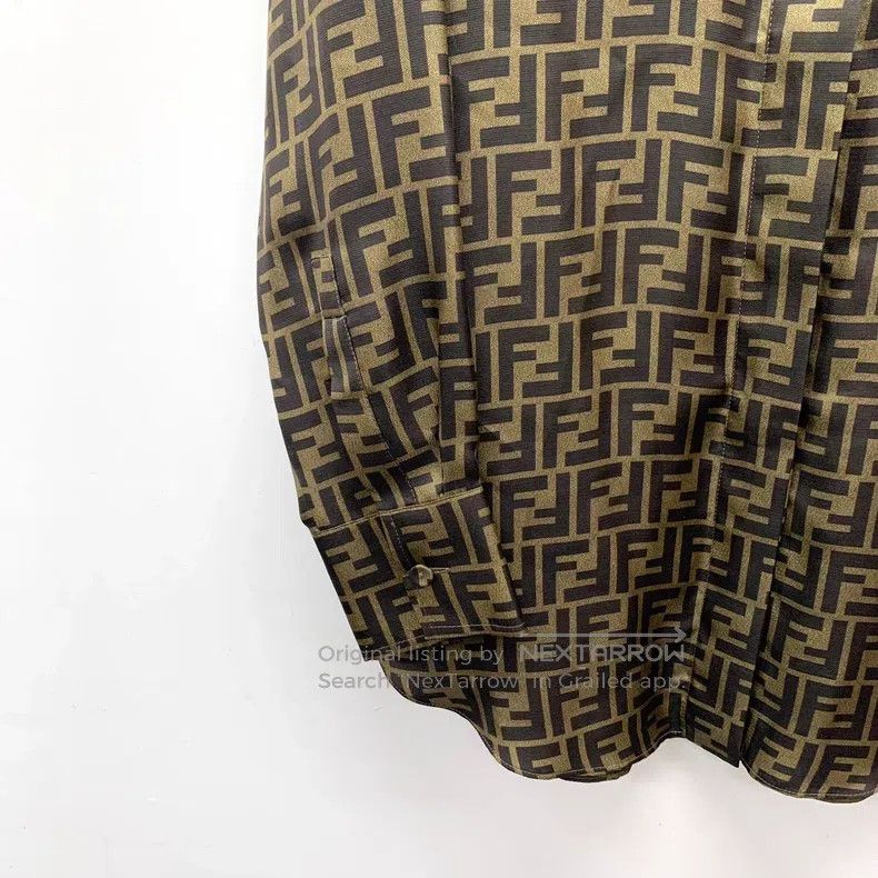 Fendi Fendi Dark brown logo aged flower full-print silk lapel lo Size XXS / US 00 / IT 34 - 4 Thumbnail