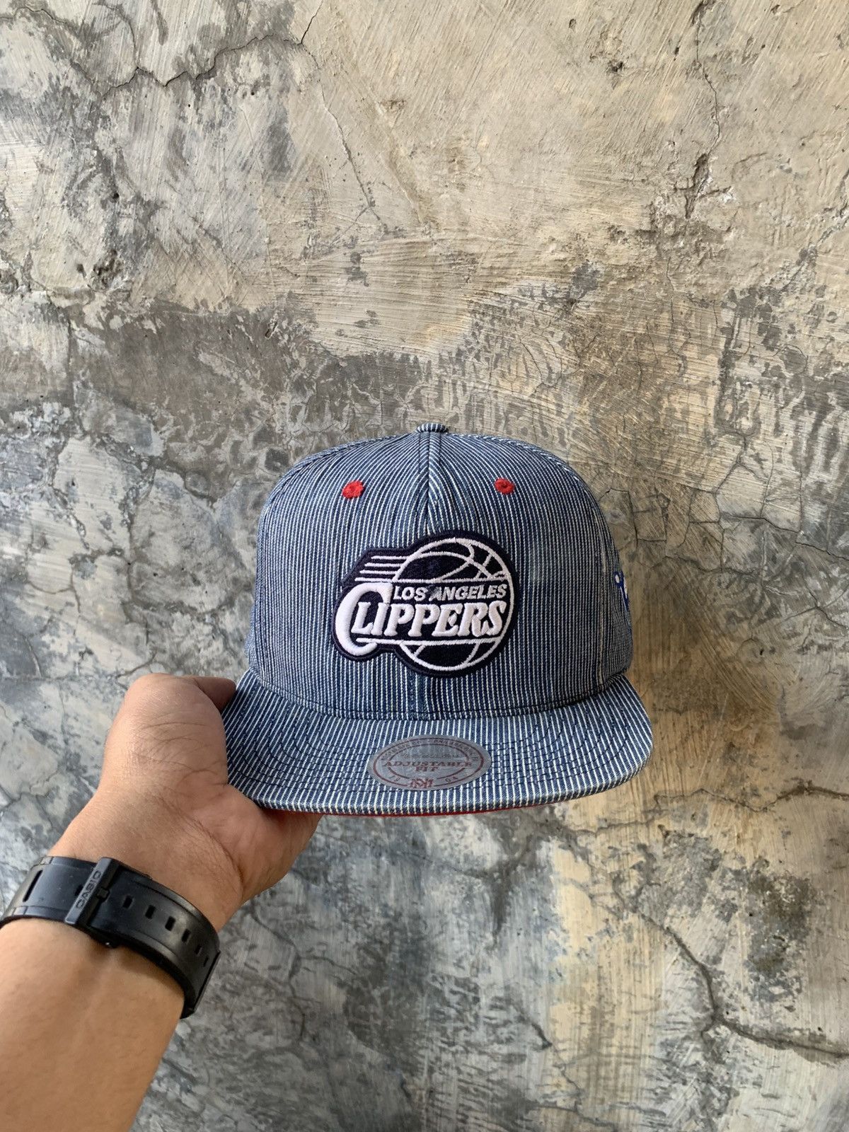 Mitchell & Ness LA Clippers Mitchell & Ness Blue Pinstripe Snapback Hat Size ONE SIZE - 1 Thumbnail
