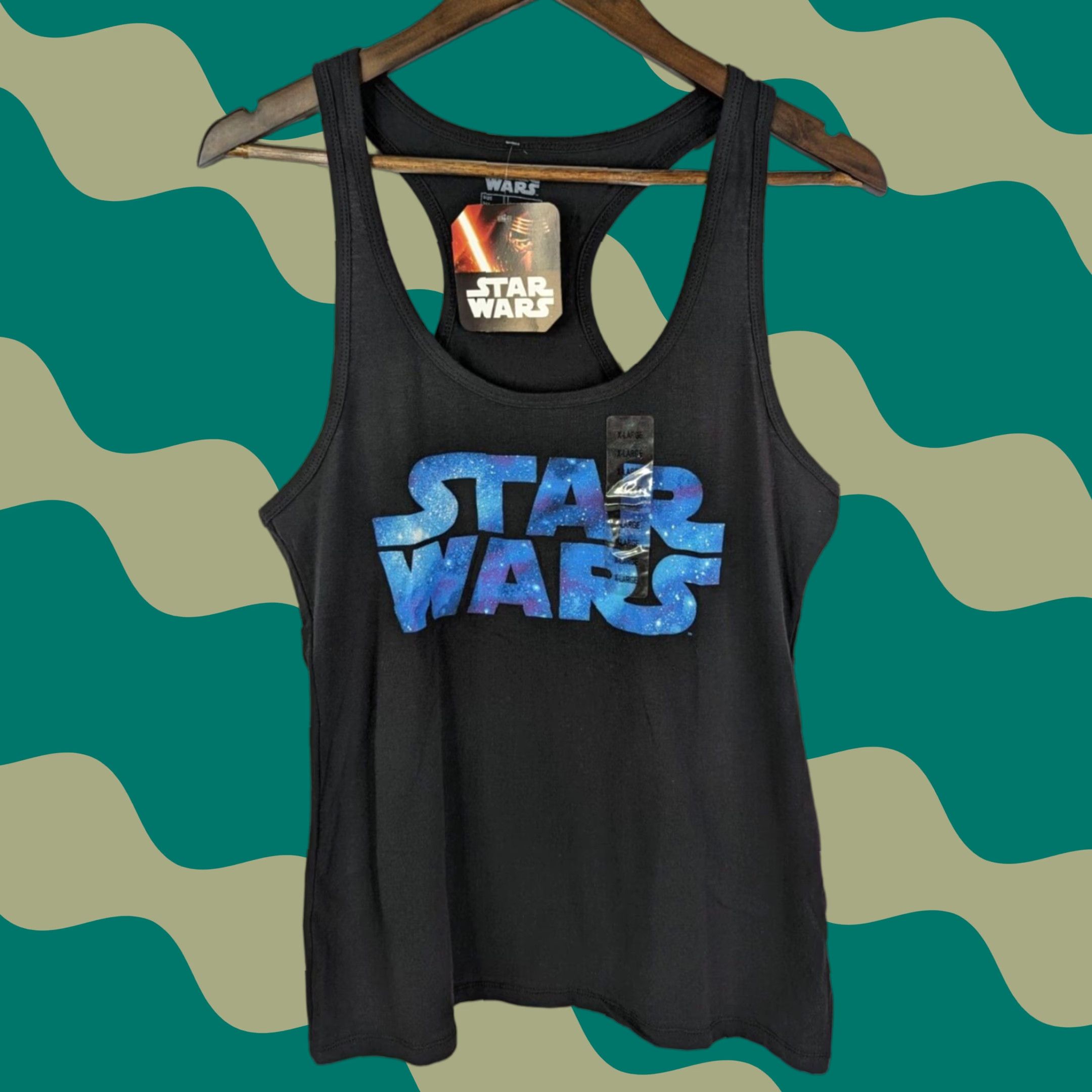 Star Wars NWT Star Wars Tank Top Star Wars Racerback XL Black Galaxy Logo Women Sleeveless Jersey Cotton Blend T-Shirt Shirt Tunic Size XL / US 12-14 / IT 48-50 - 1 Thumbnail