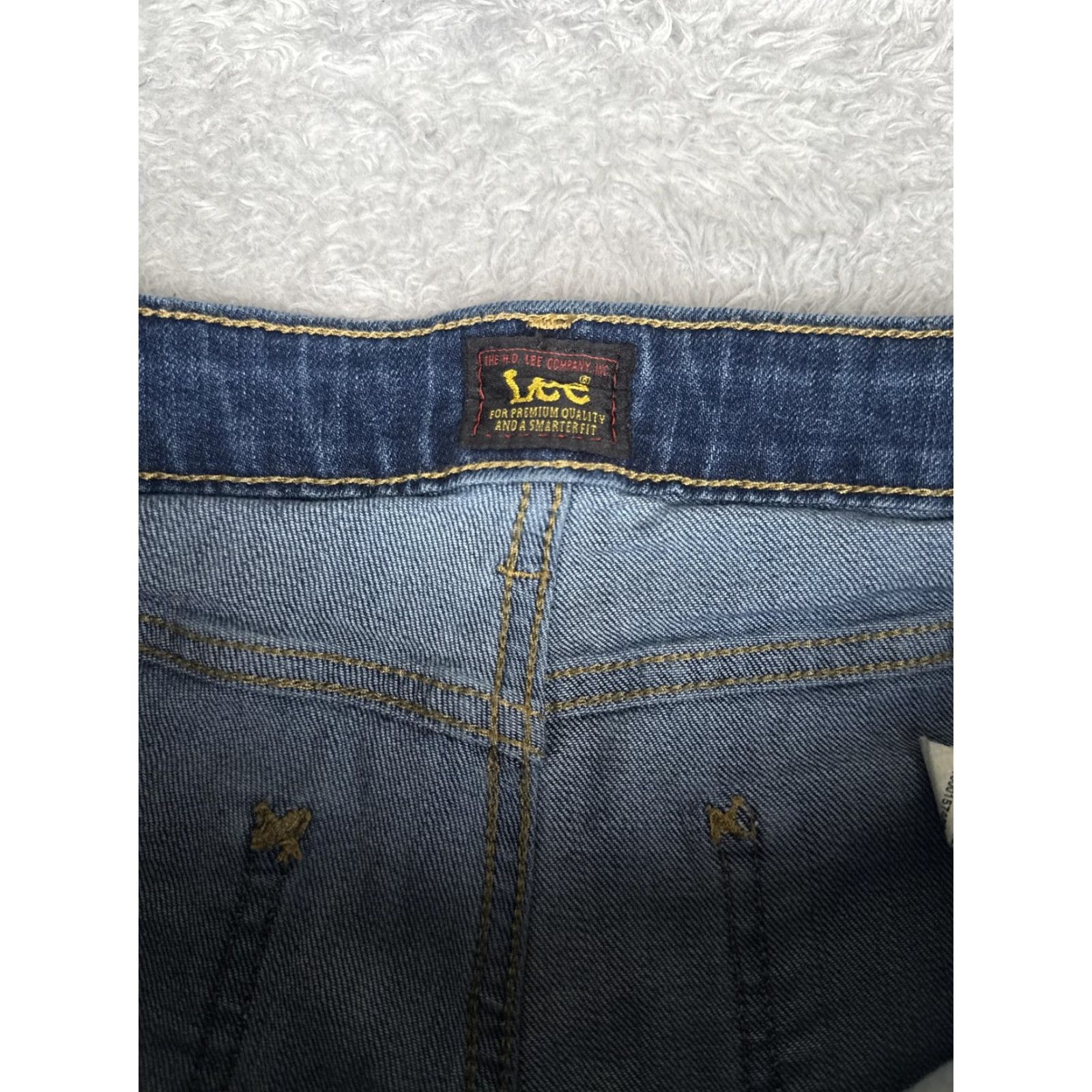 Lee Lee Jeans Womens Bootcut Jeans 12 Blue Mid Rise Stretch Denim 5-Pocket Solid Medium Wash Casual Fit Mens? Size 34" / US 12 / IT 48 - 6 Thumbnail
