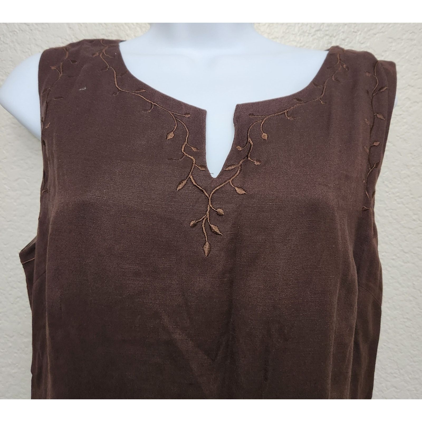 Other Papell Boutique Brown Sleeveless Embroidered Maxi Dress 10 Size L / US 10 / IT 46 - 2 Thumbnail