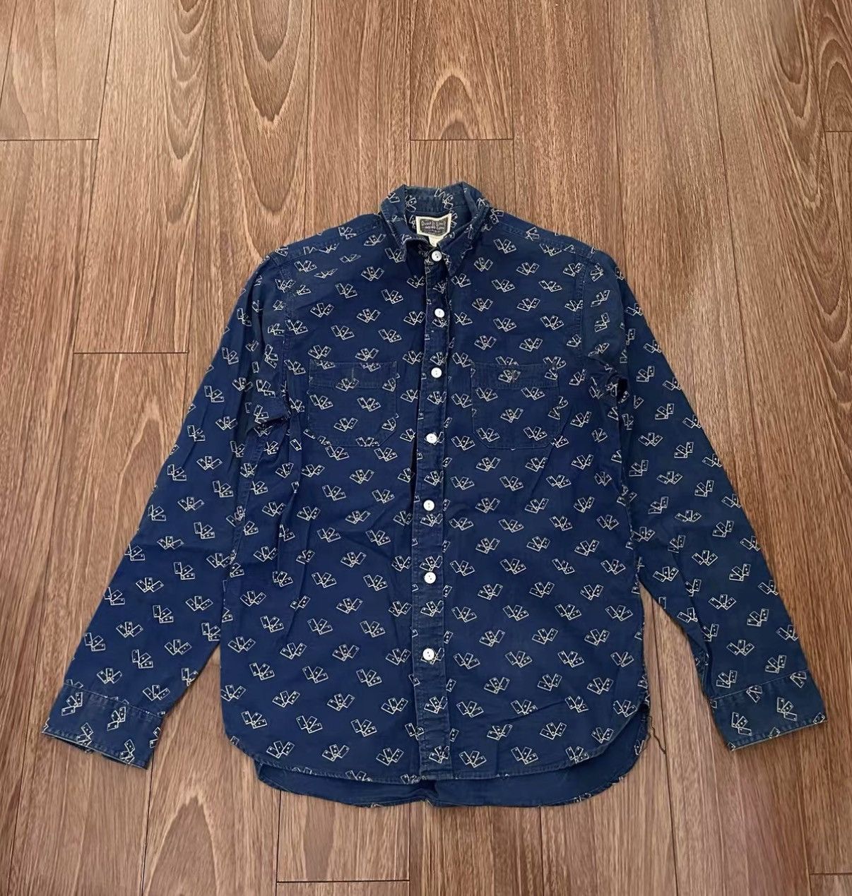 RRL Ralph Lauren RRL Double RL Indigo dyed washed vintage poker print shirt Size US S / EU 44-46 / 1 - 1 Thumbnail