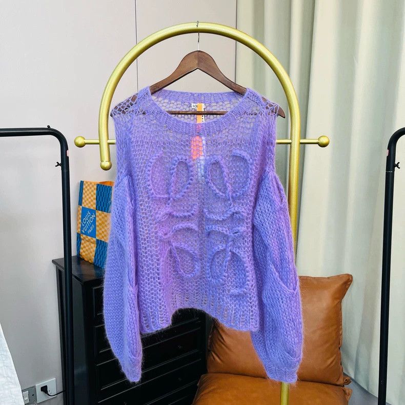 Loewe LOEWE Purple large logo openwork sweater Size XS / US 0-2 / IT 36-38 - 2 Thumbnail