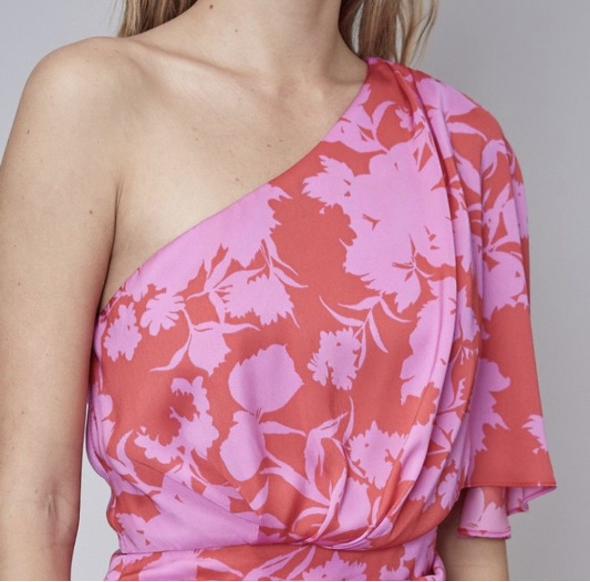 Other DO+BE One Shoulder Floral Ruched Midi Ruffled Sleeve Dress Size S / US 4 / IT 40 - 10 Thumbnail