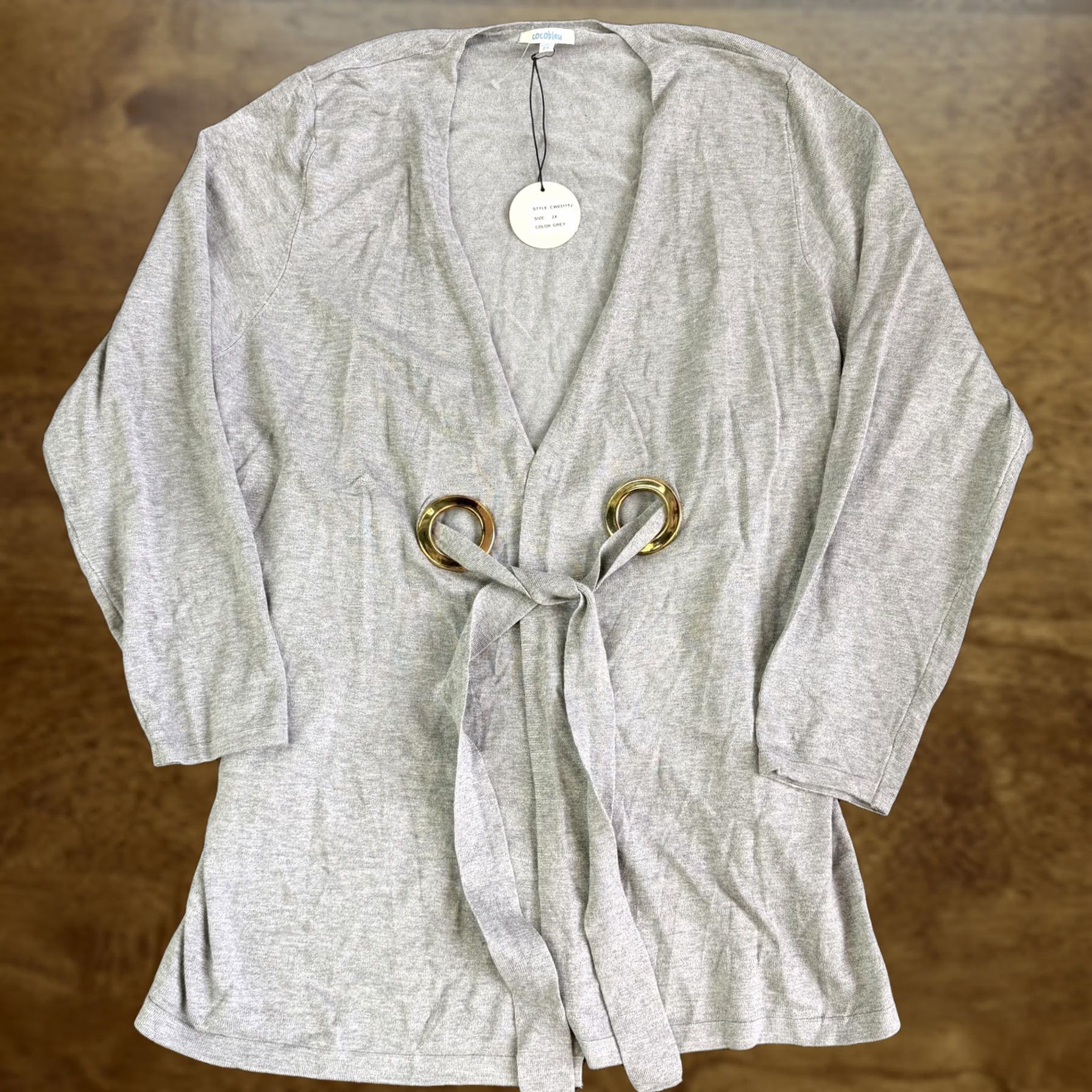 Vintage VINTAGE Cocobleu Wrap Sweater Womens 2X Gray V Neck Belted Open Front Lightweight Knit Size XXL / US 16-18 / IT 52-54 - 1 Thumbnail