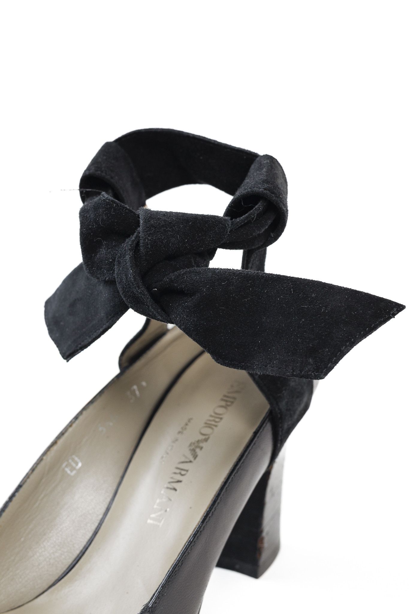 Emporio Armani Emporio Armani 90s Ankle Wrap Black Suede Pumps Size US 7 / IT 37 - 7 Thumbnail